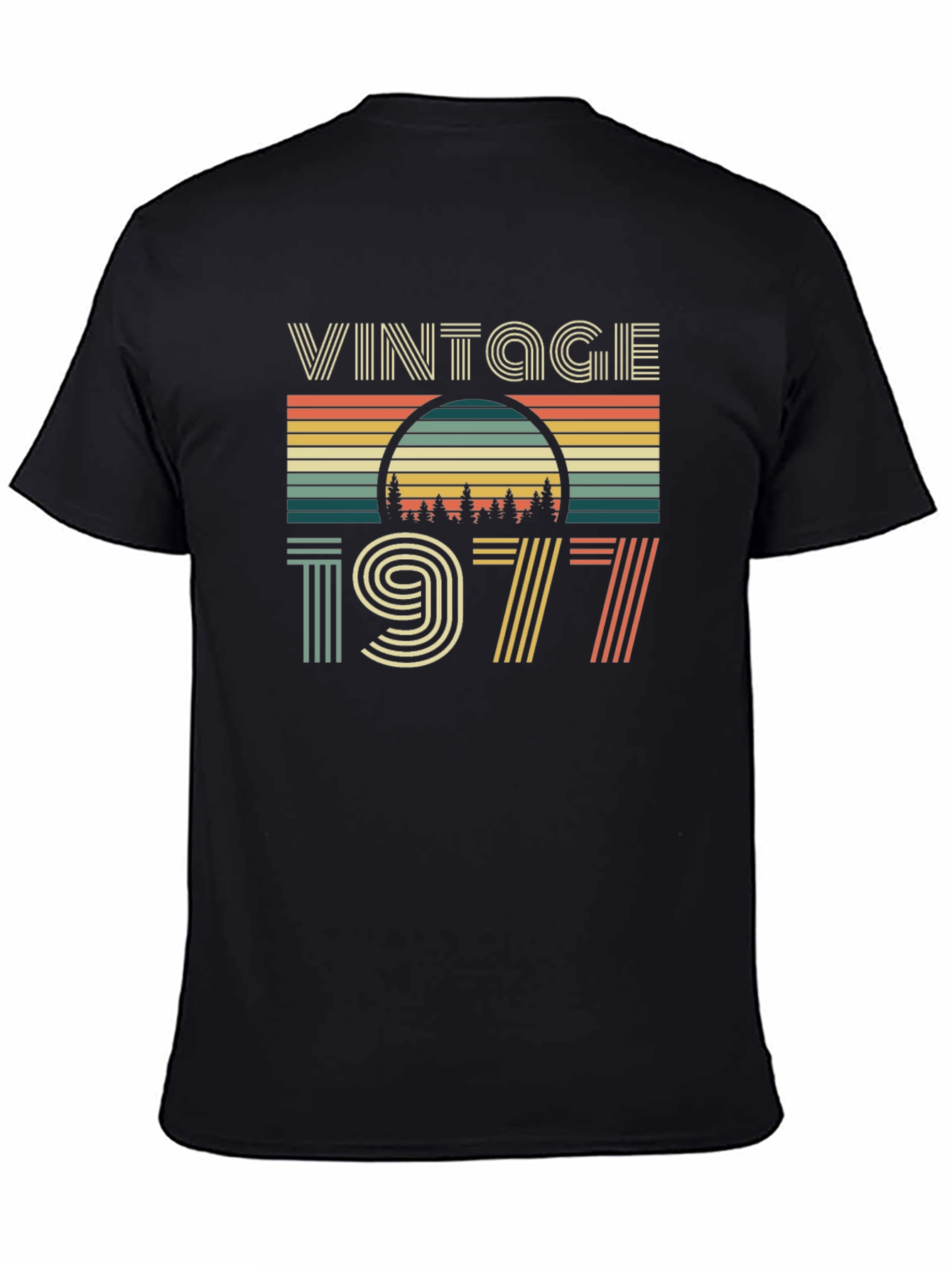 Black Vintage 1977 Graphic Tee - Retro Birthday Shirt view 4
