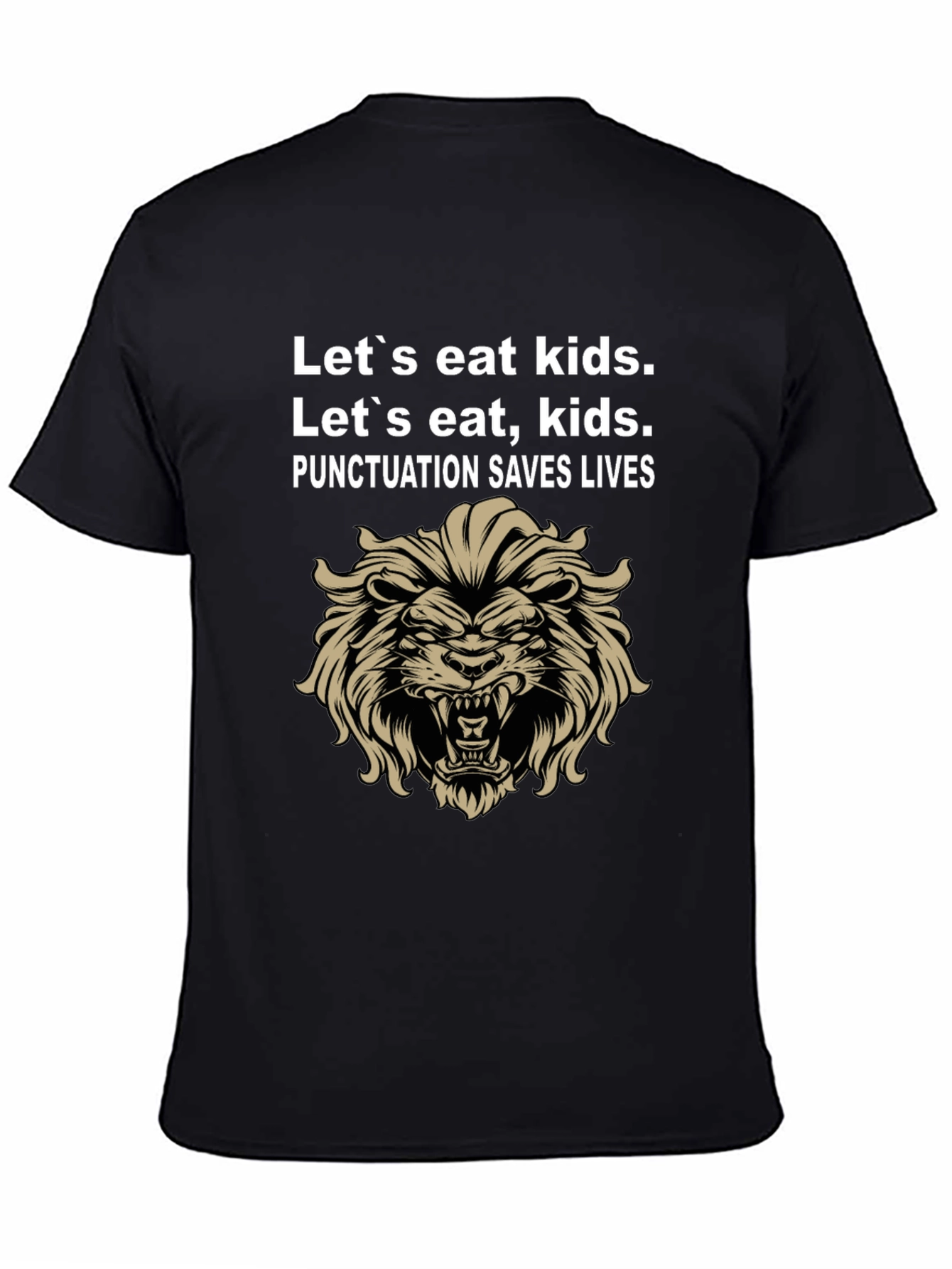 Black Punctuation Saves Lives Graphic Tee - Lion view 4