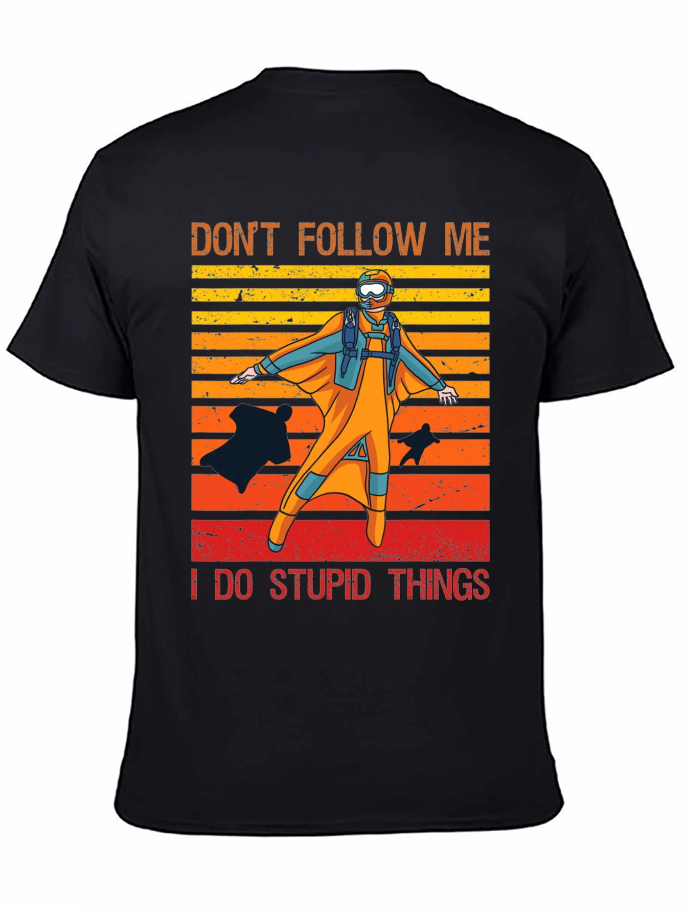 Black Don't Follow Me Parachute T-Shirt view 4