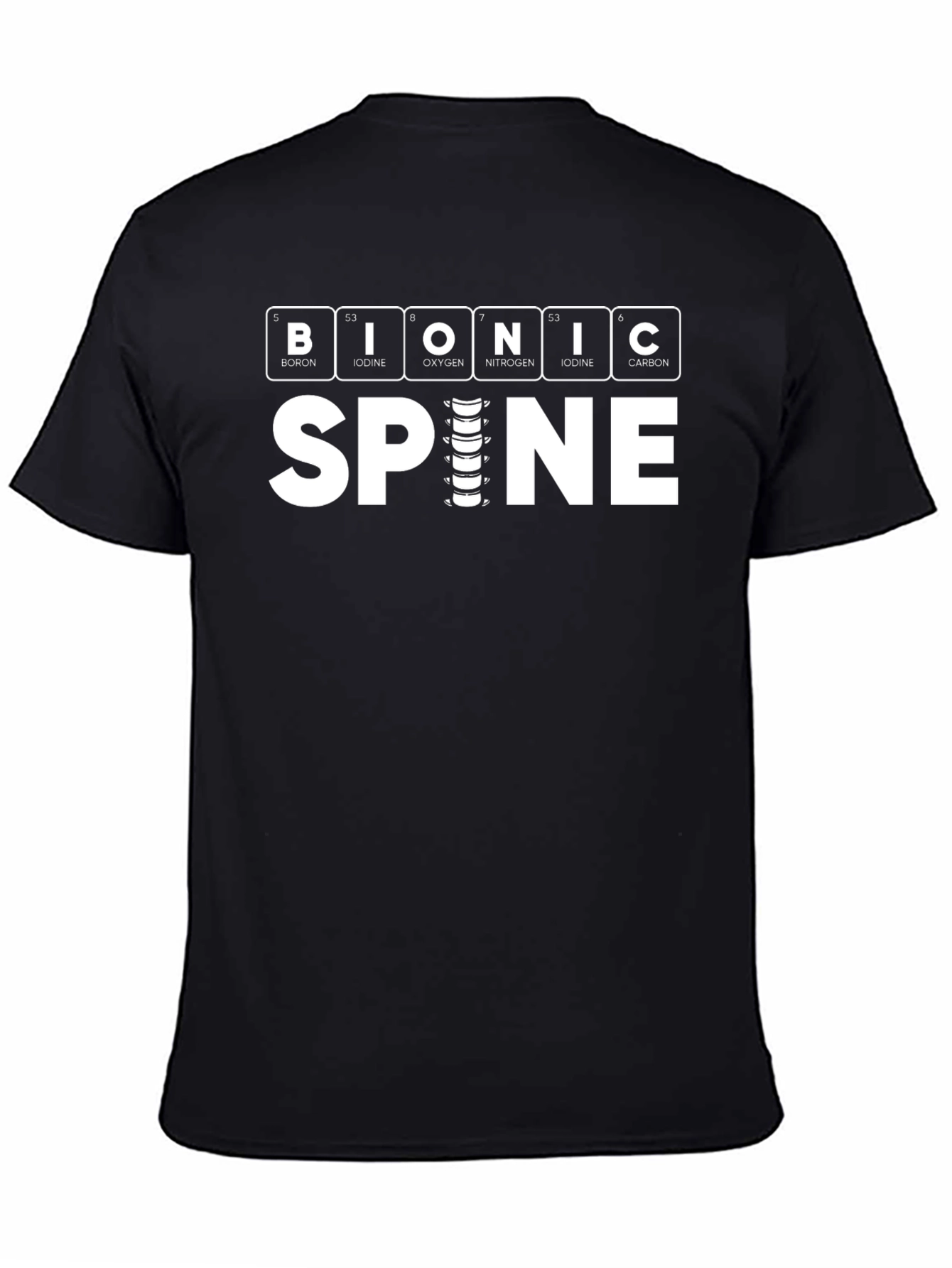 Black Bionic Spine T-Shirt - Periodic Table Funny Tee view 4