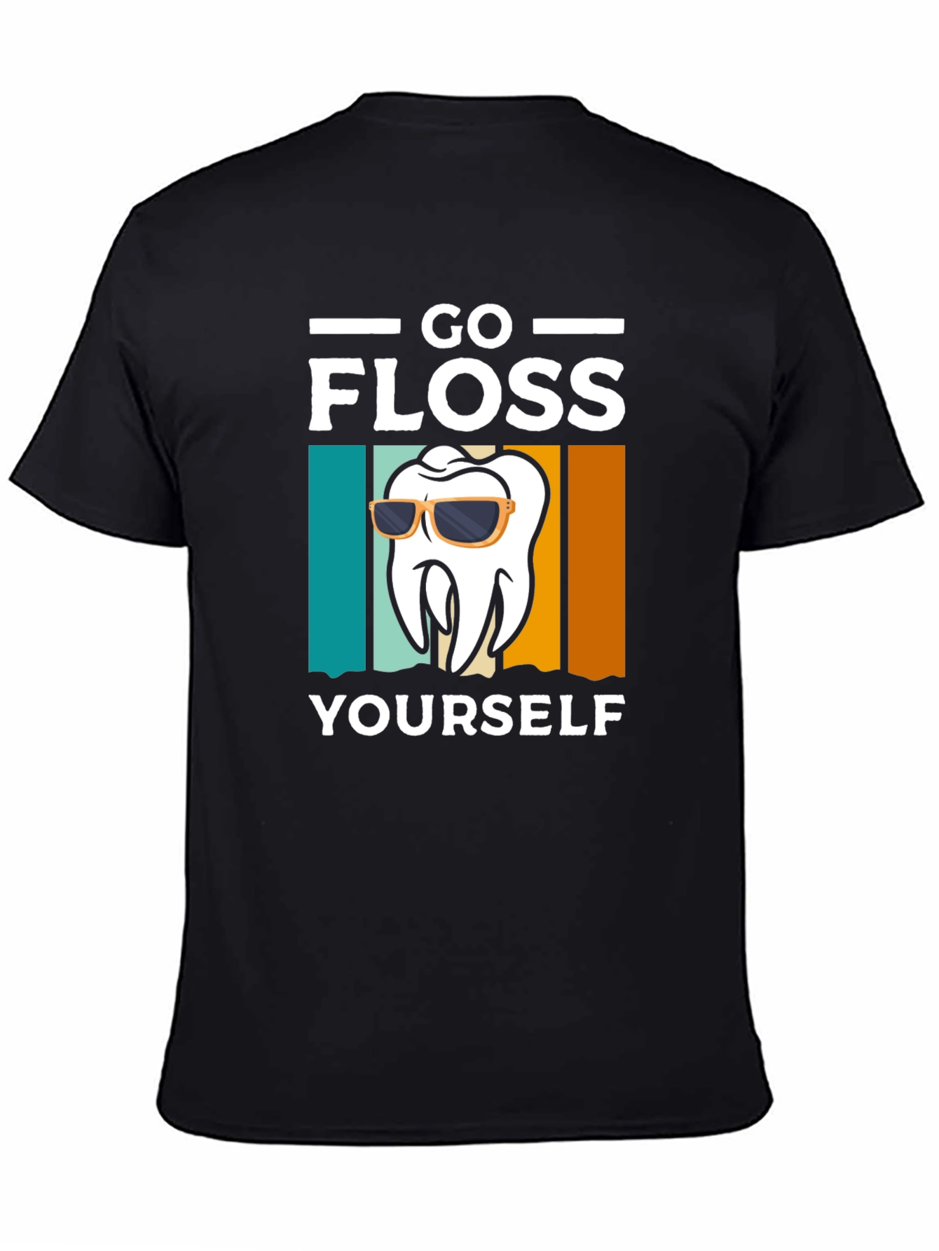 Black Go Floss Yourself T-Shirt - Funny Dental Hygiene Tee view 4