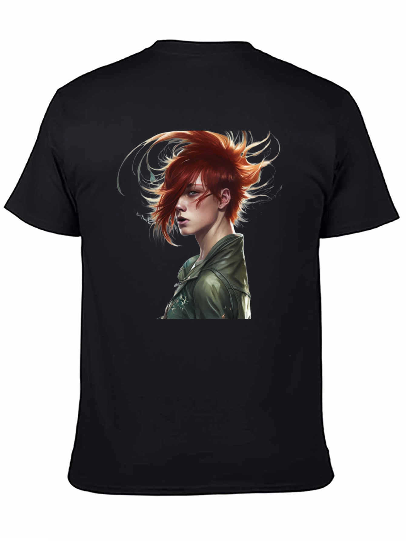 Black Edgy Anime Character Black T-Shirt view 4