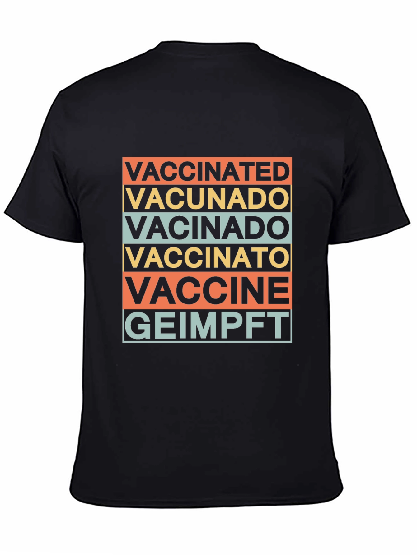 Black Vaccinated Languages Graphic T-Shirt - Stylish Comfort view 4