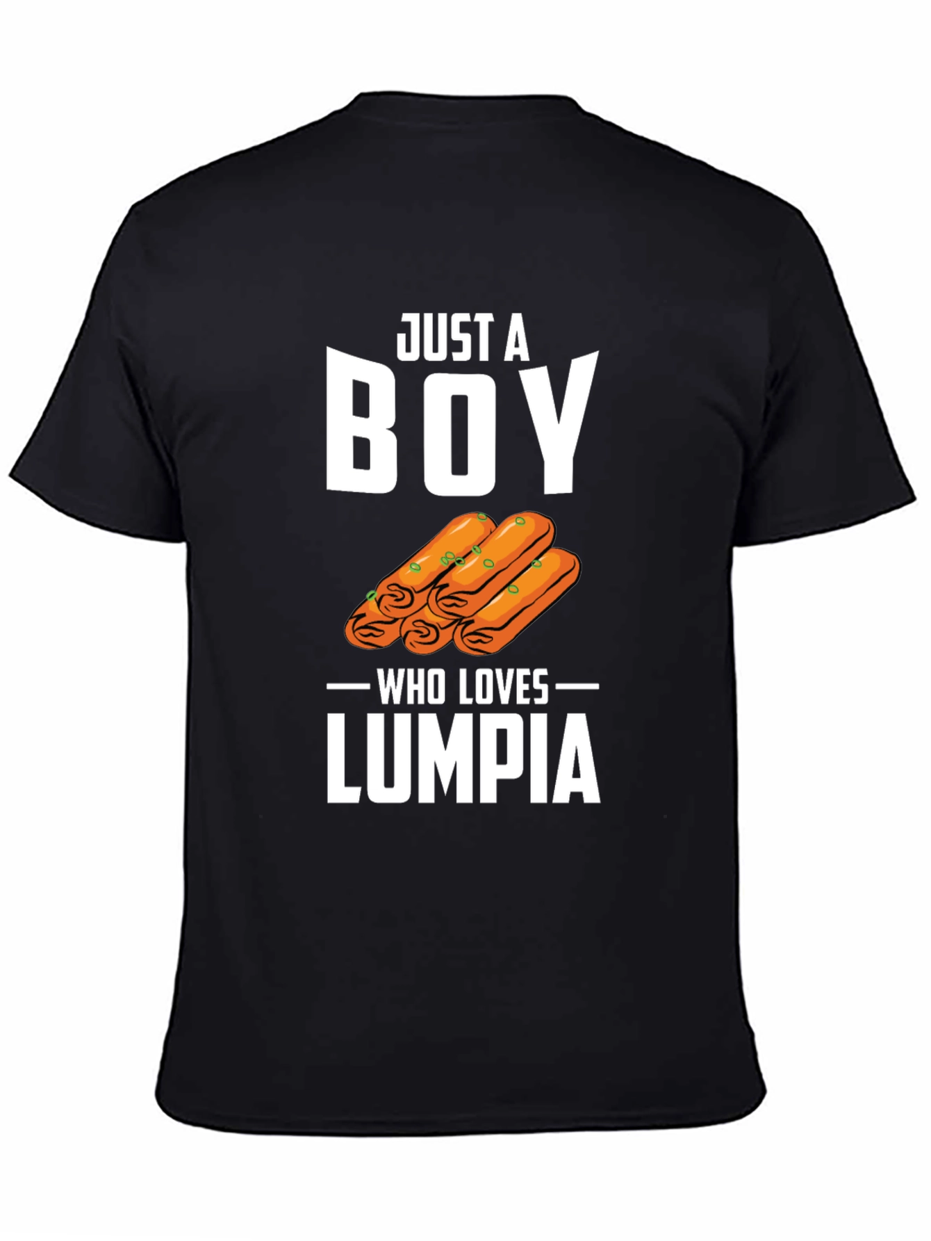 Black Just a Boy Who Loves Lumpia T-Shirt view 4