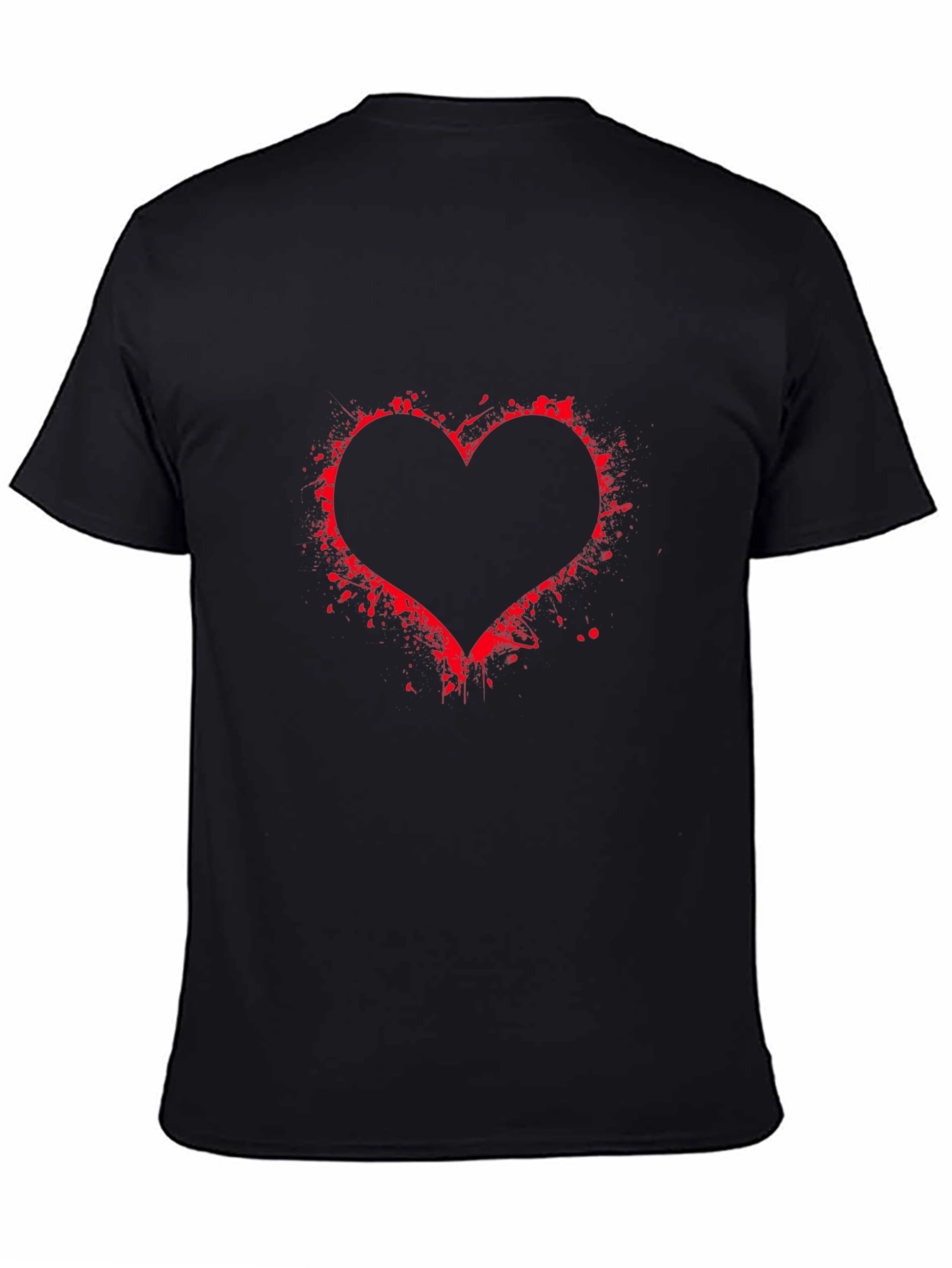 Black Red Splatter Heart Black Tee view 4