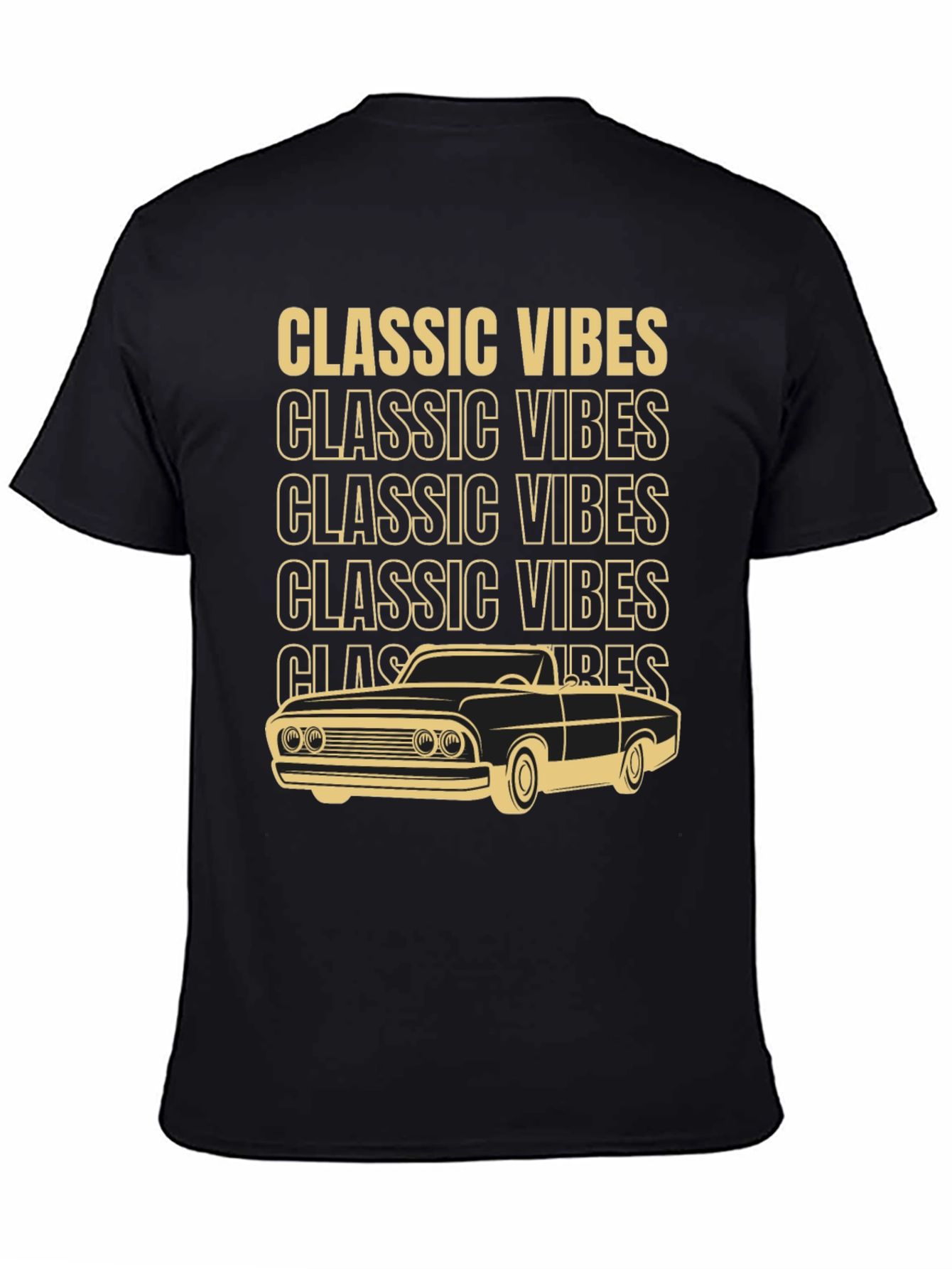 Black Classic Vibes Car Graphic T-Shirt view 4