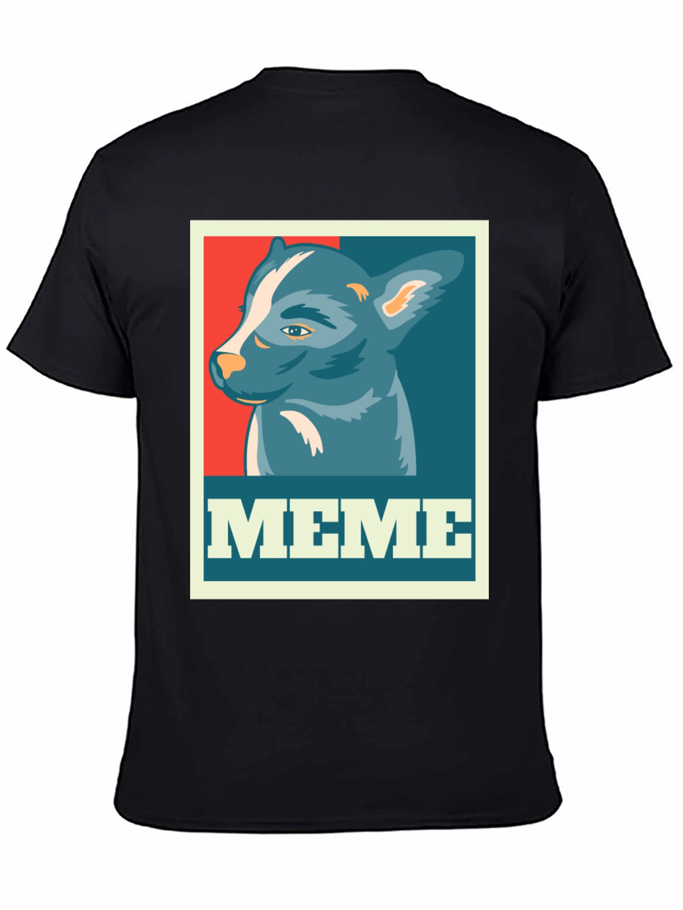 Black Meme Dog Graphic Tee - Black Cotton T-Shirt view 4