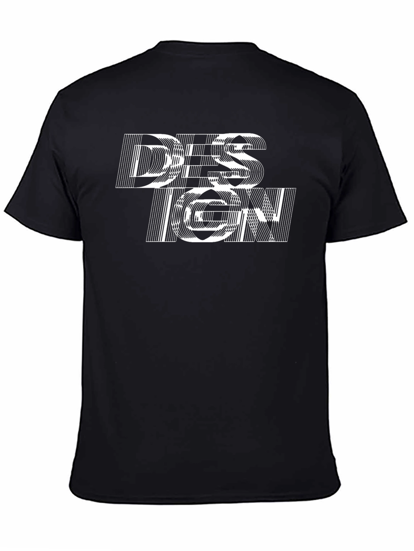 Black Abstract Design Graphic Black T-Shirt view 4