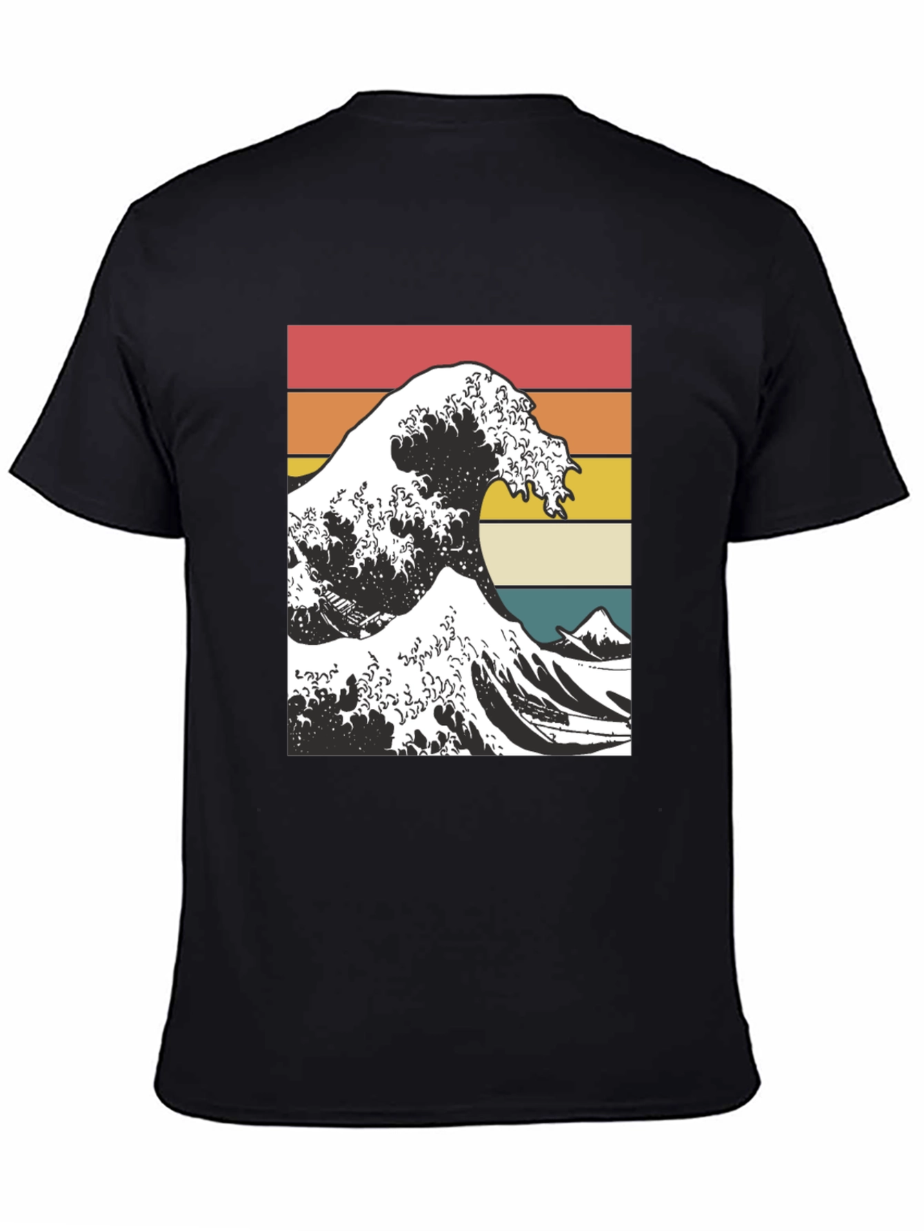 Black Vintage Wave T-Shirt - Retro Style view 4