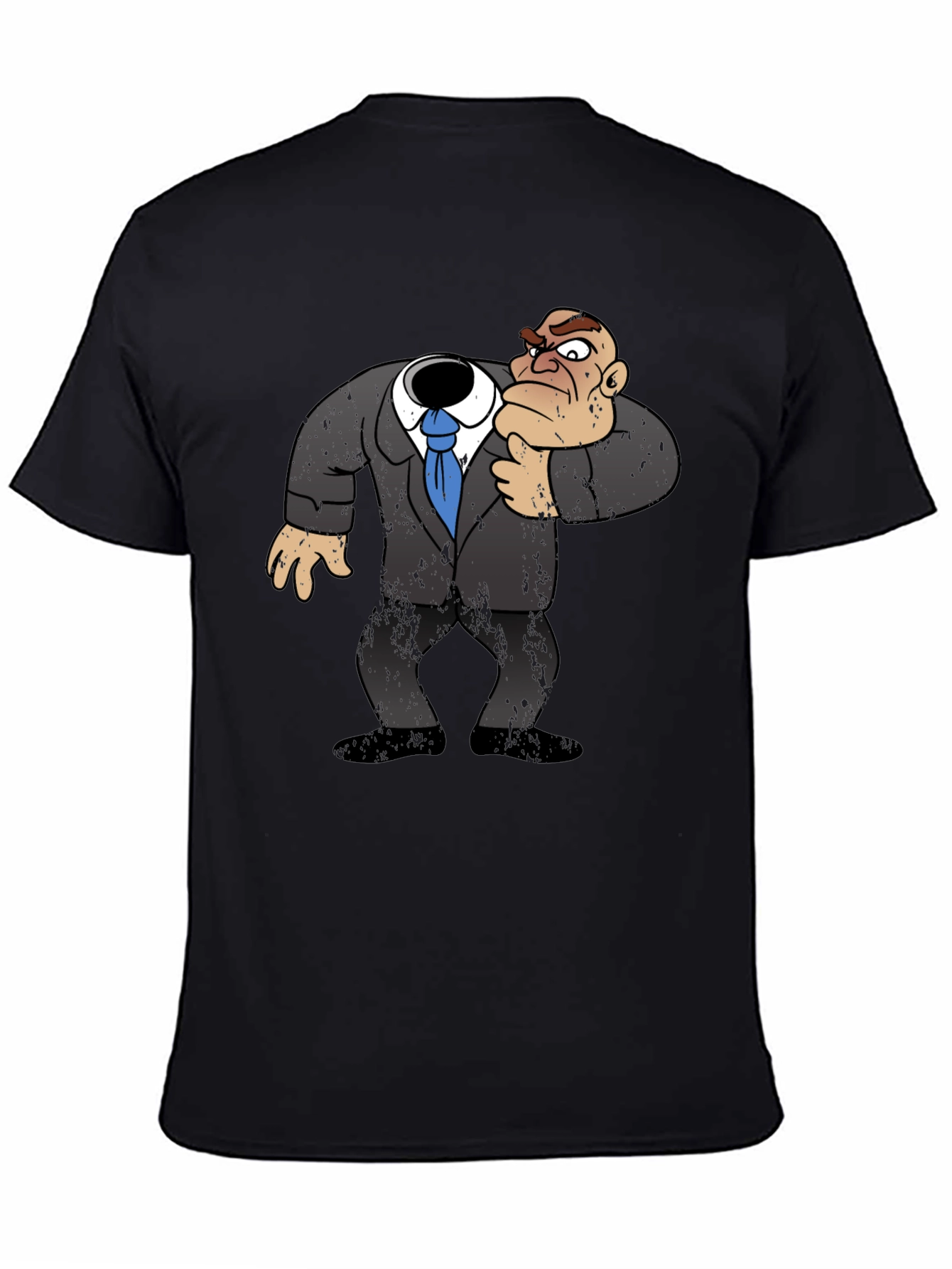 Black Headless Cartoon Boss T-Shirt - Funny Graphic Tee view 4