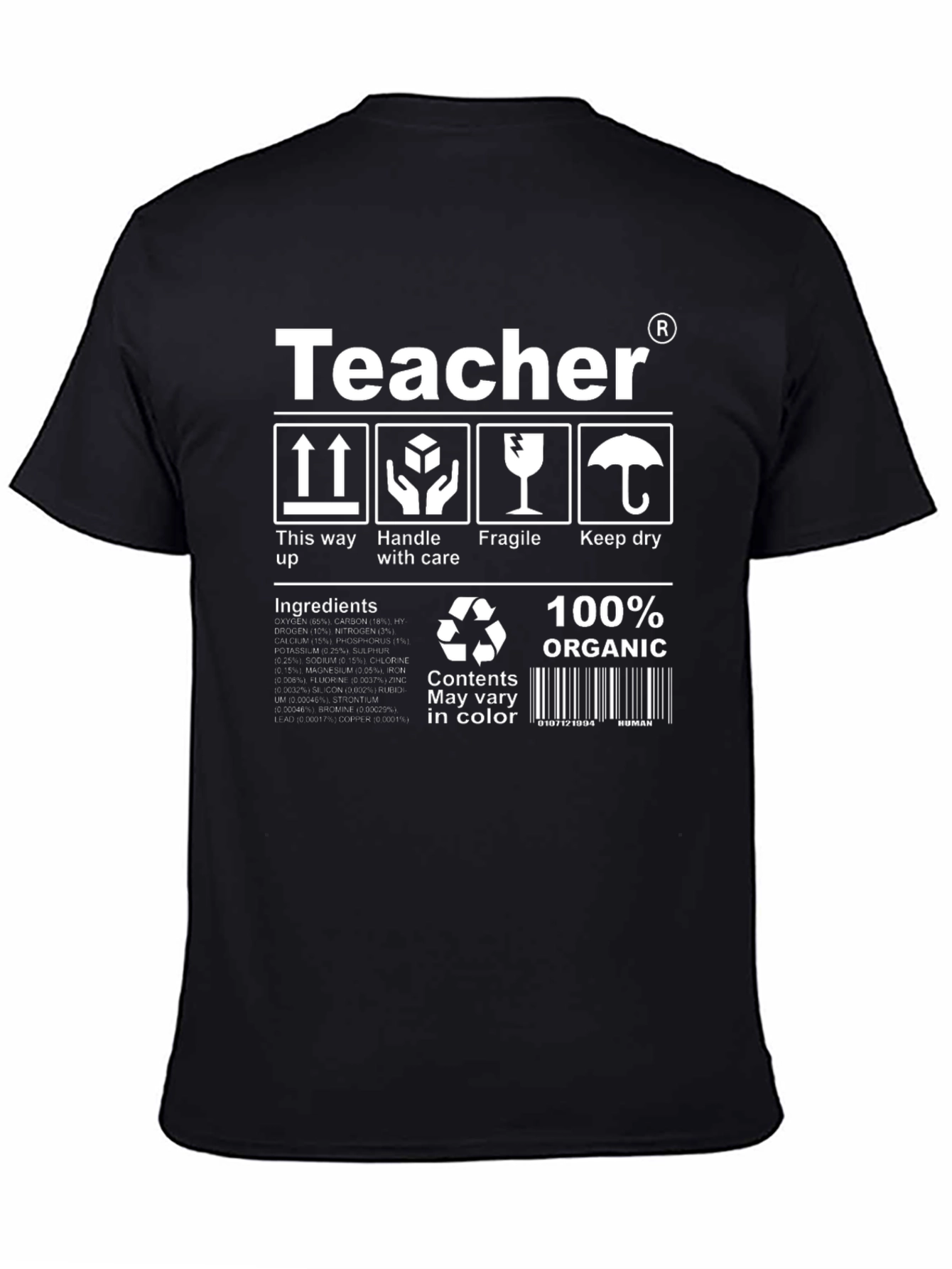 Black Teacher T-Shirt: Handle With Care view 4