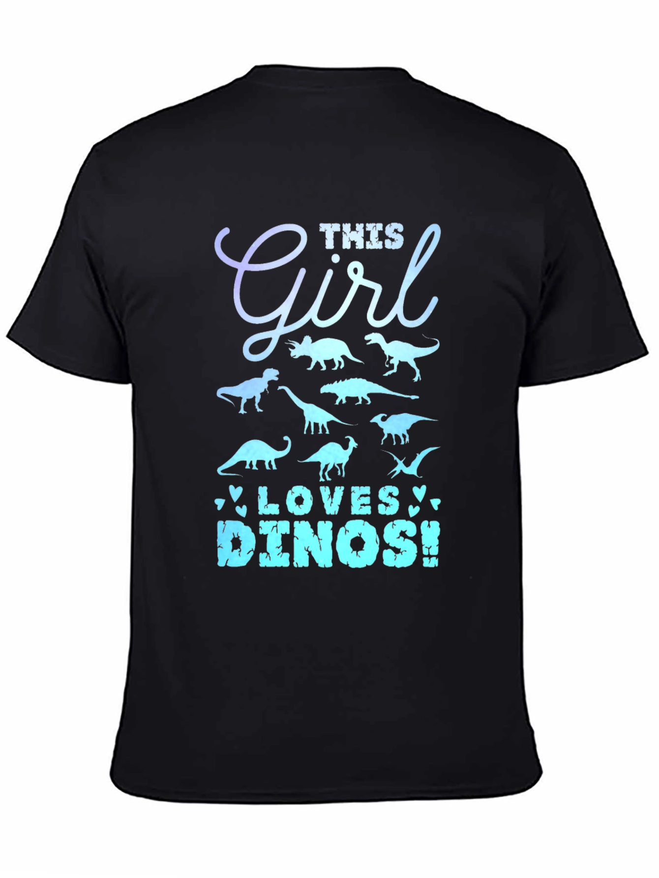 Black This Girl Loves Dinos T-Shirt - Dinosaur Lover Tee view 4
