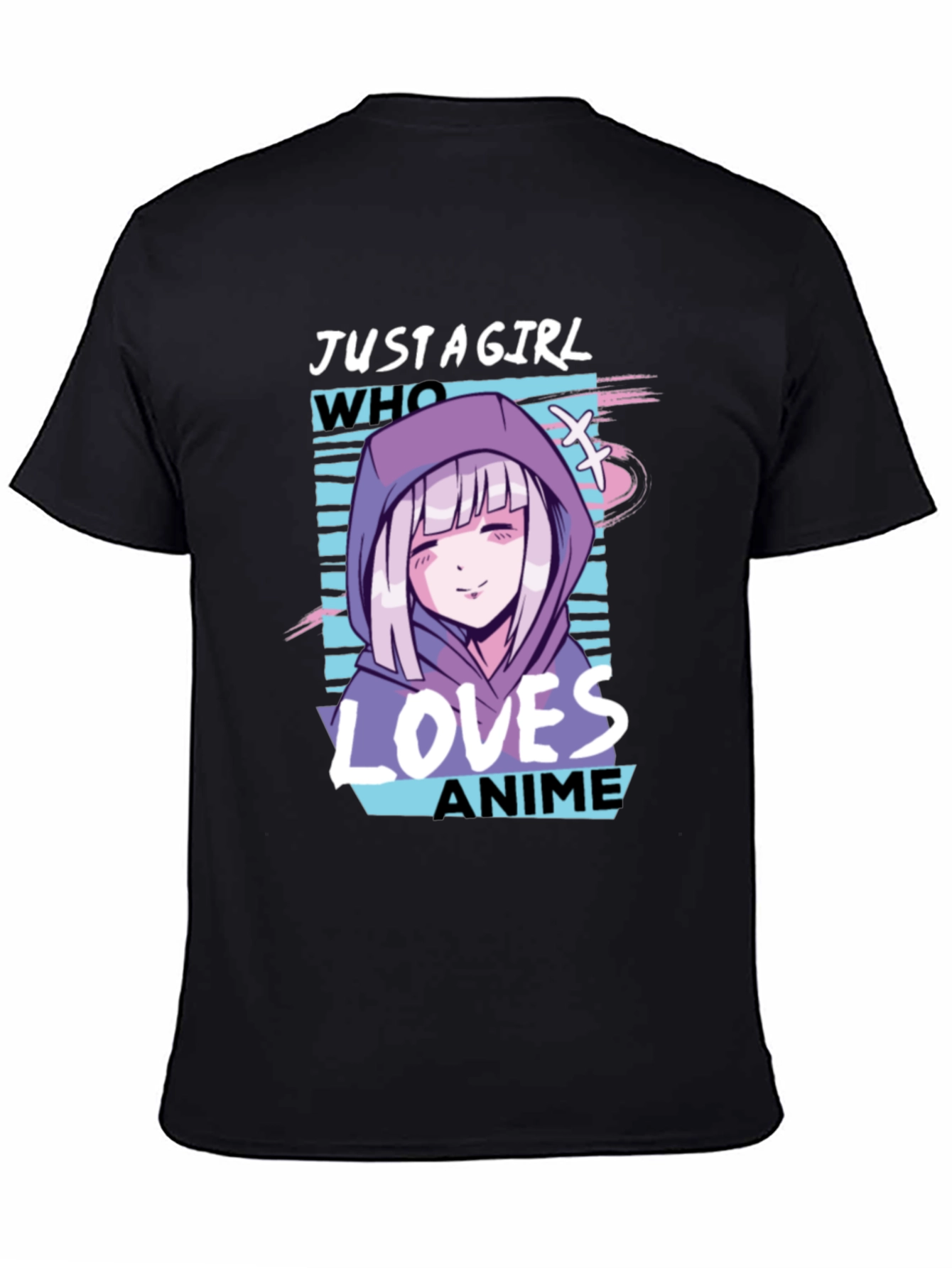Black Anime Girl Graphic Tee - Just a Girl Who Loves Anime view 4
