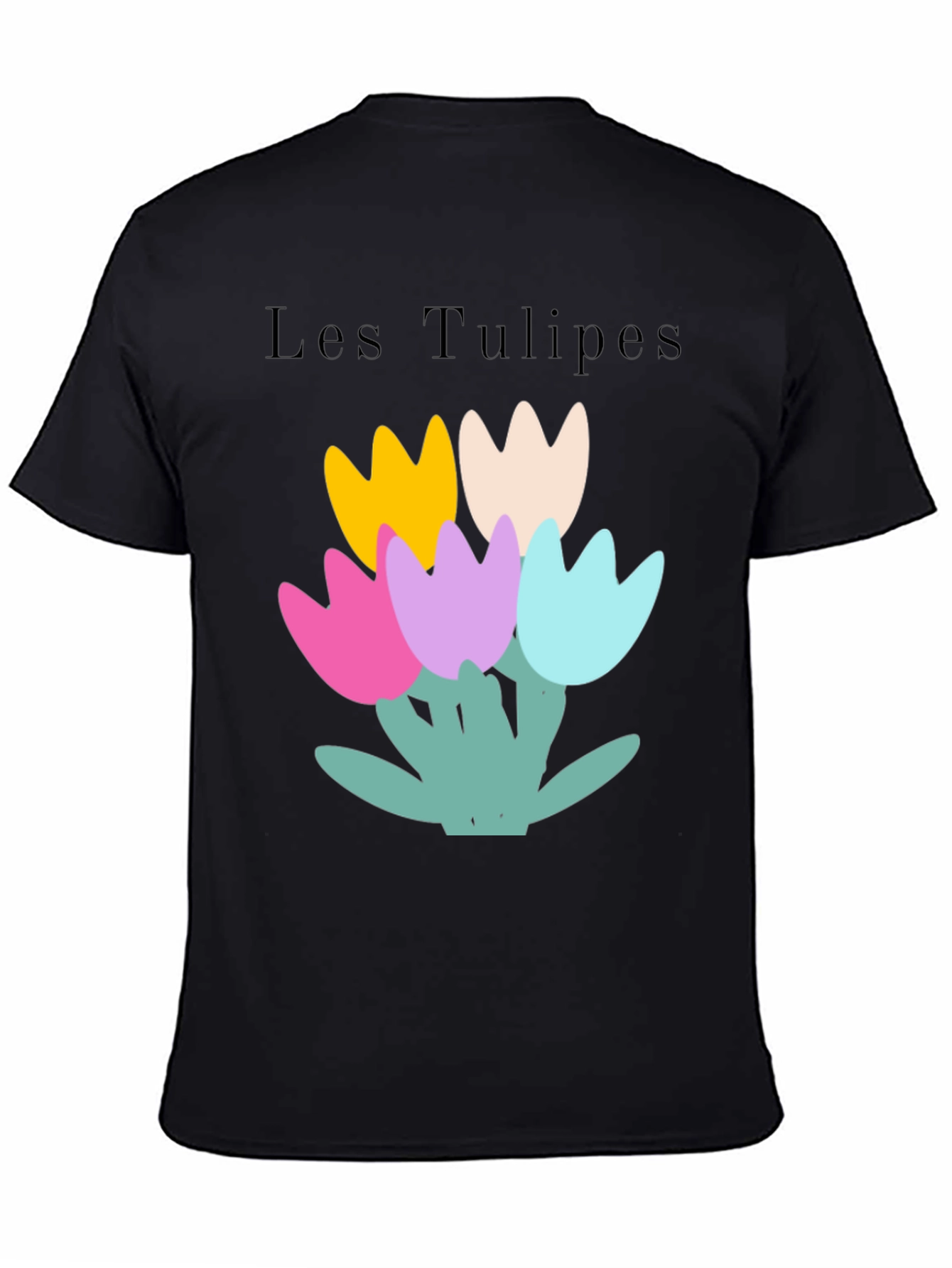 Black Les Tulipes Graphic Tee - Stylish Casual Wear view 4