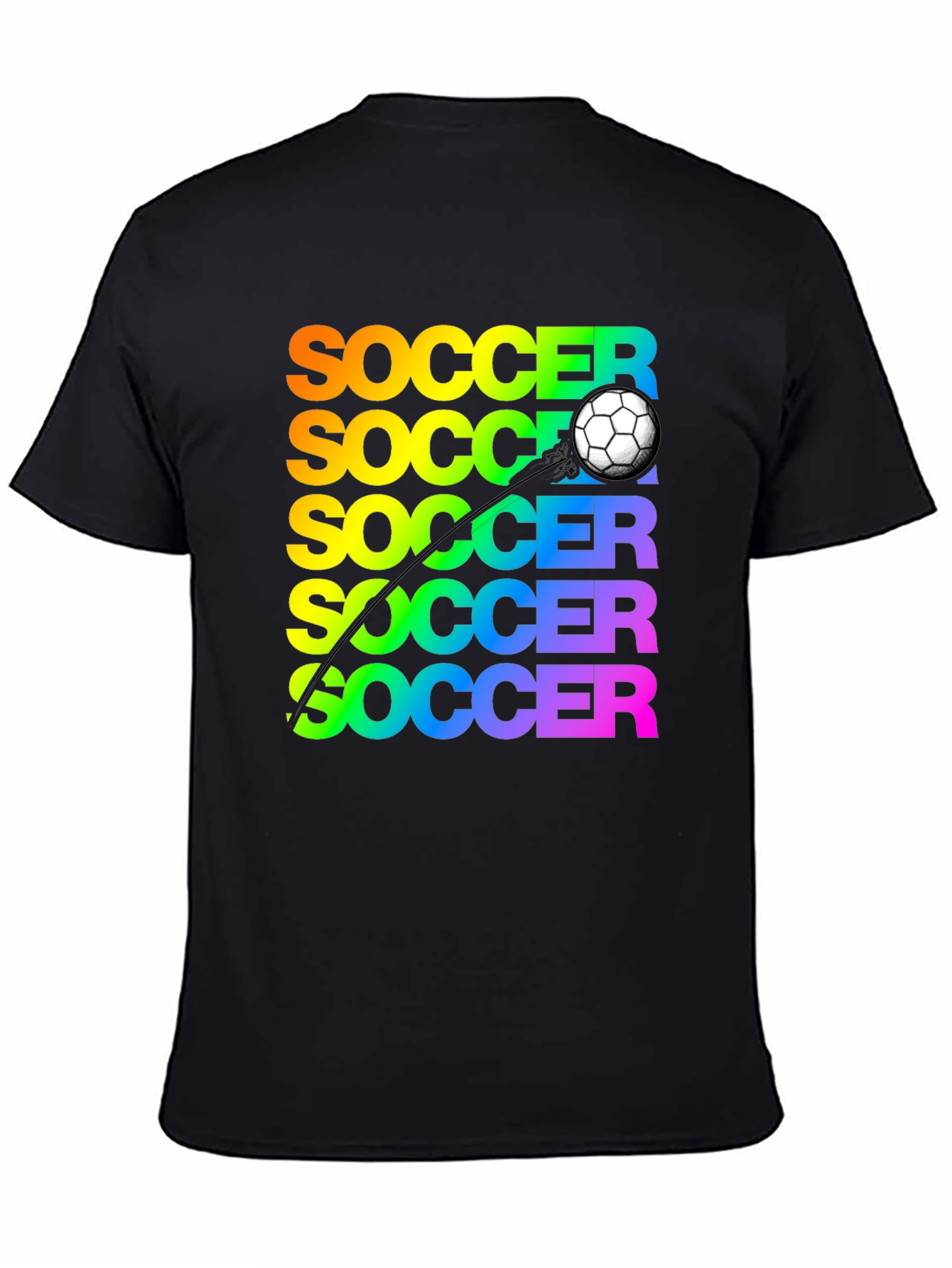 Black Soccer Rainbow Graphic T-Shirt view 4
