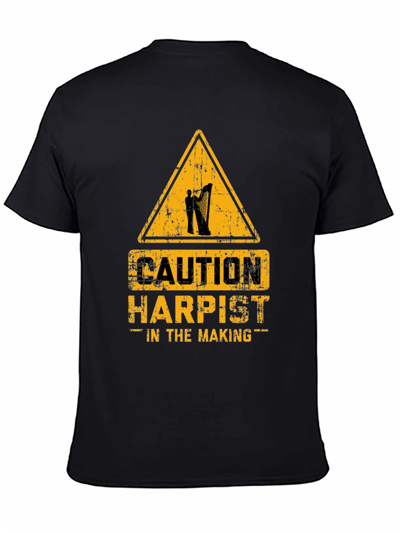 Black Caution Harpist In The Making Graphic T-Shirt view 4