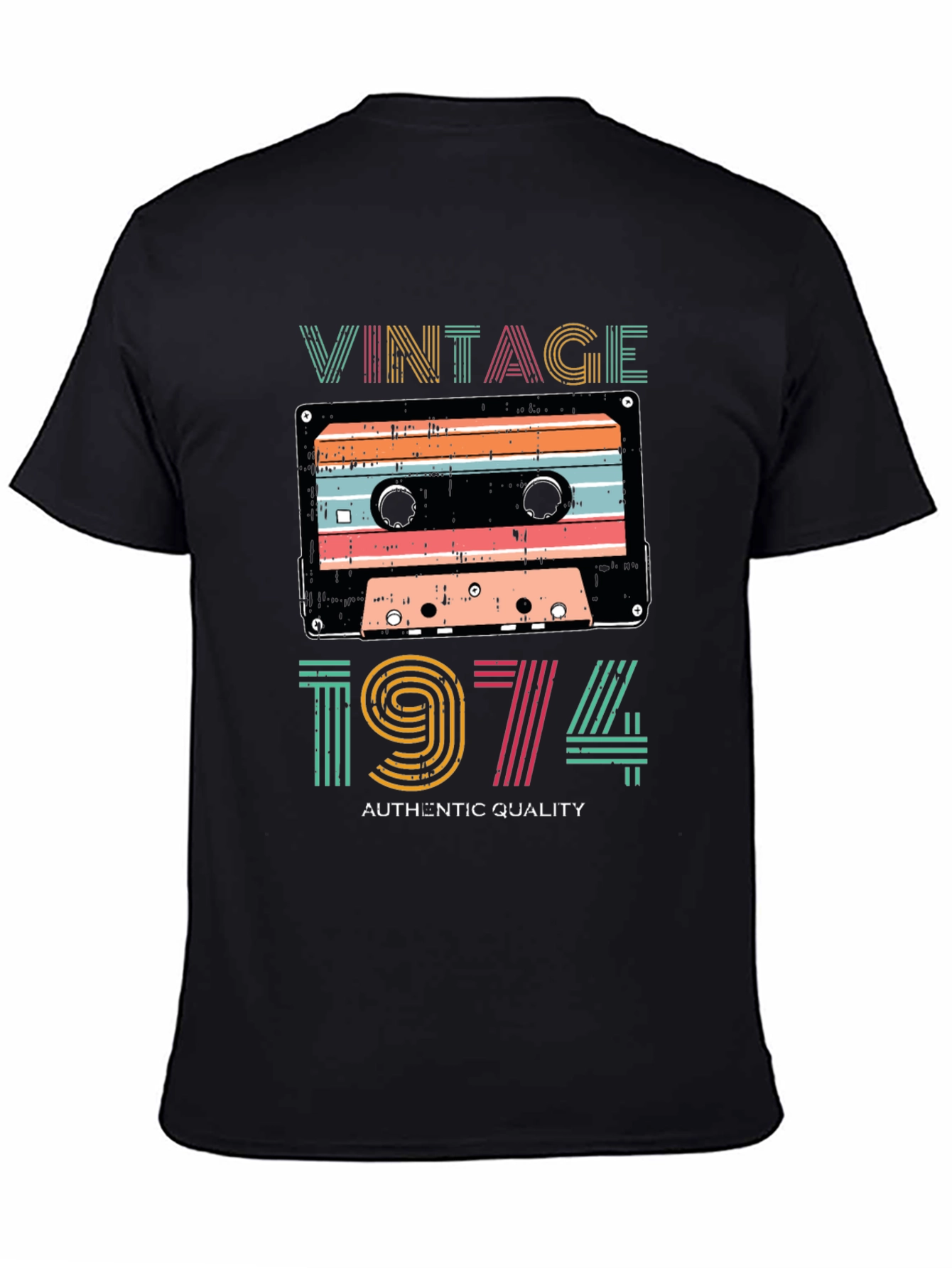 Black Vintage 1974 Cassette Tape Graphic Tee view 4