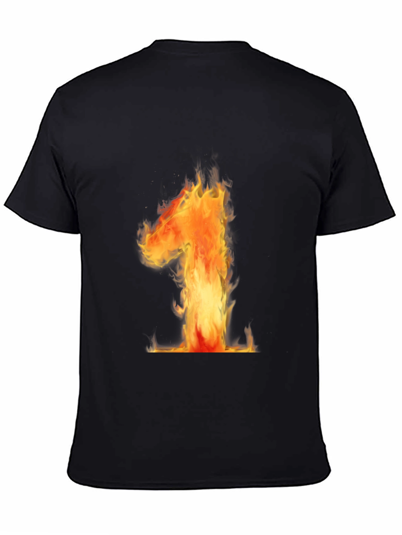 Black Fiery Number One Graphic Tee - Black Cotton T-Shirt view 4