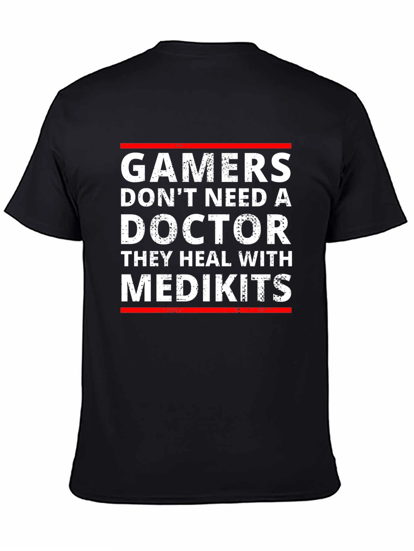 Black Gamers Heal with Medkits T-Shirt - Funny Gaming Tee view 4