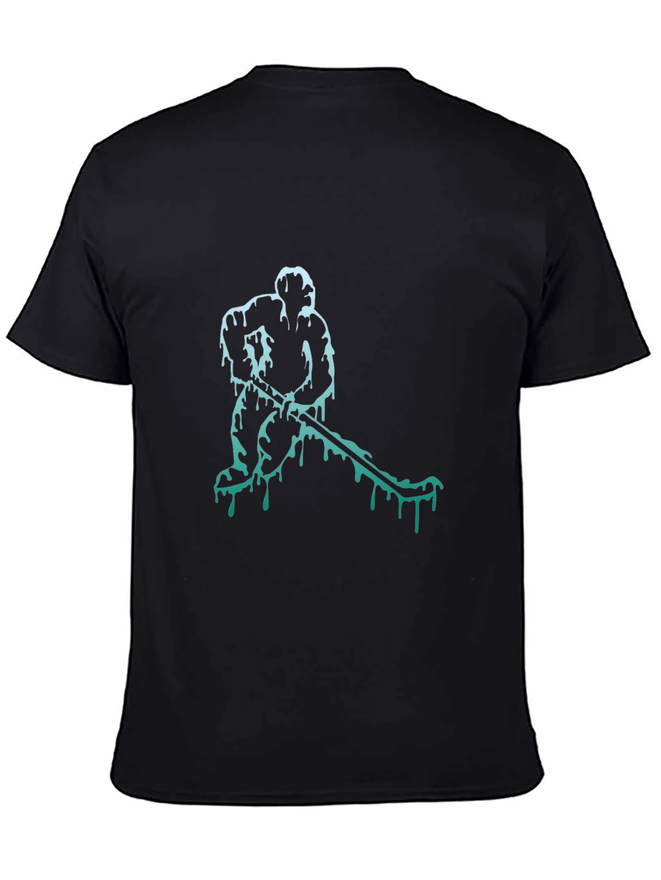 Black Hockey Player Graphic Tee - Cool Drip Design view 4