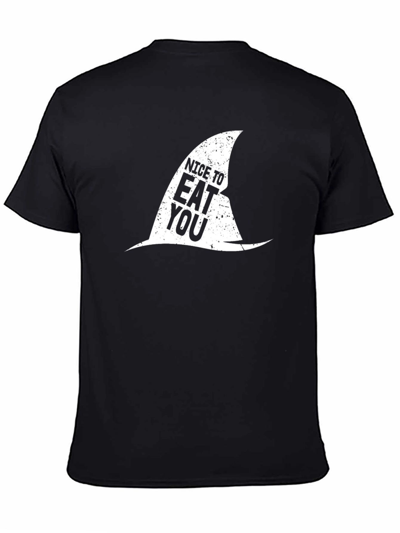 Black Nice To Eat You Shark Fin Black T-Shirt view 4