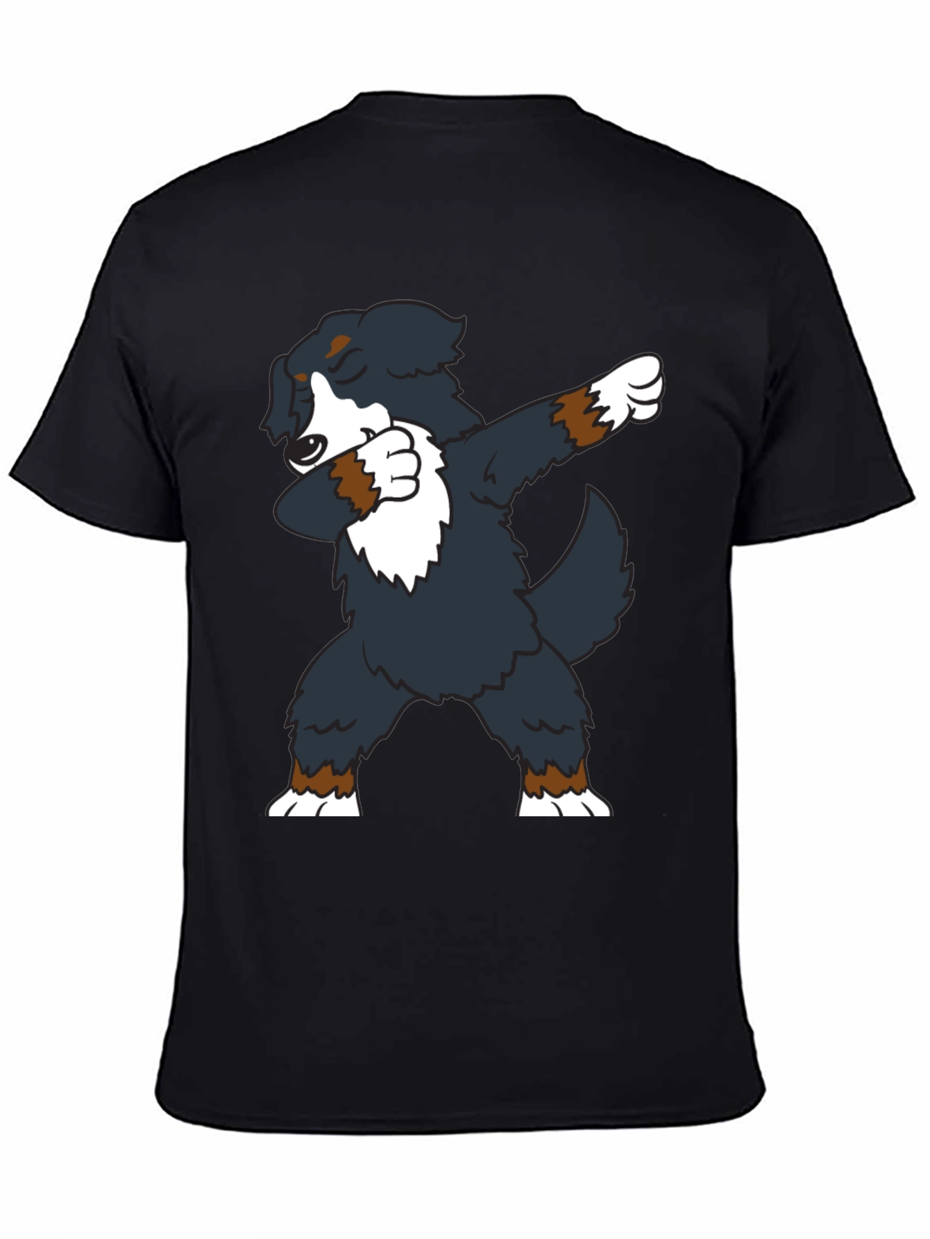 Black Dabbing Dog Graphic Tee - Black Crew Neck view 4