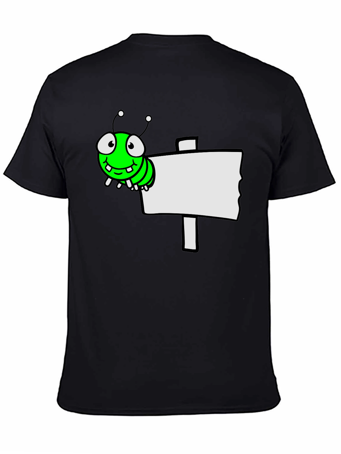 Black Cartoon Worm on Sign Graphic Tee - Black view 4