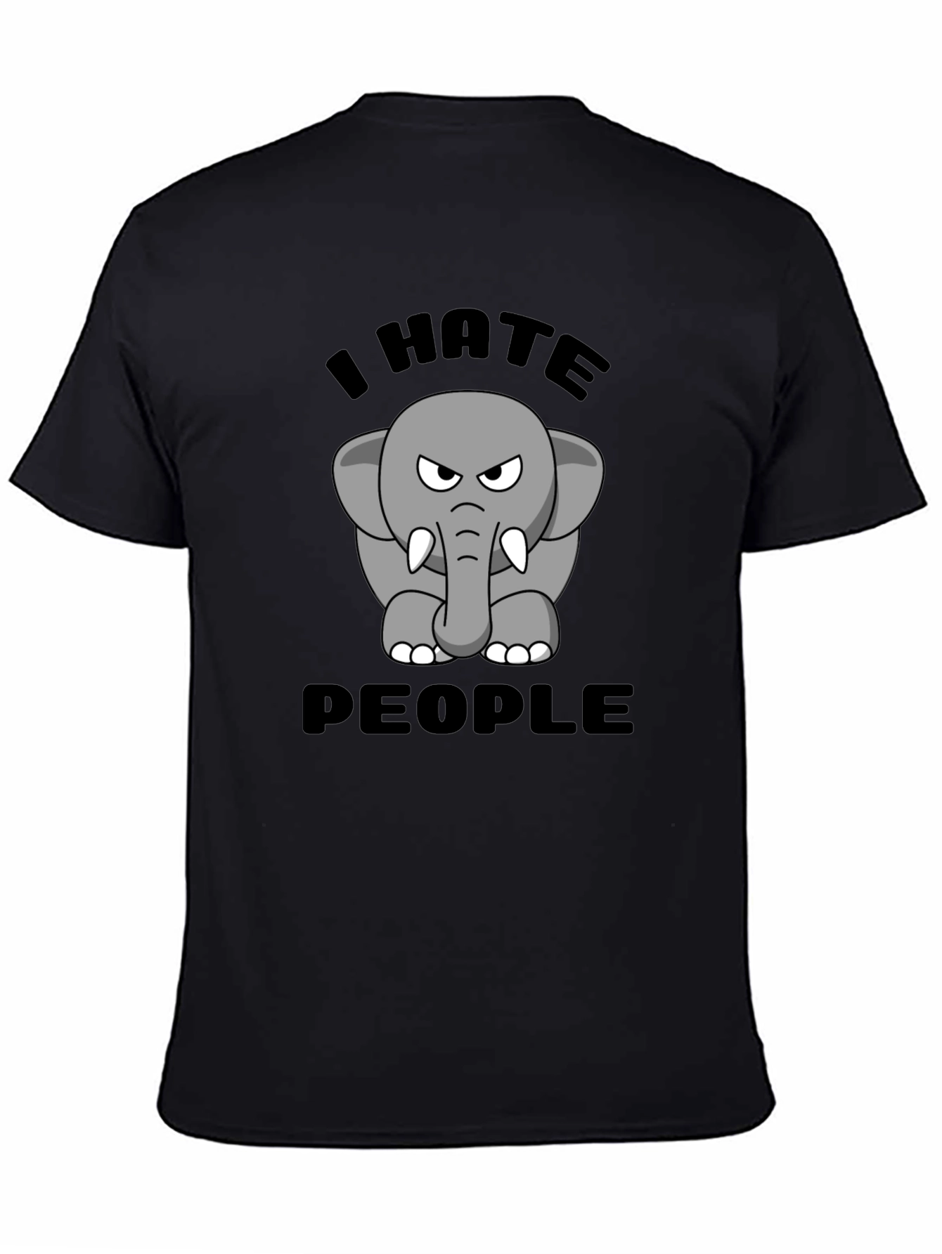 Black I Hate People Elephant Graphic T-Shirt view 4