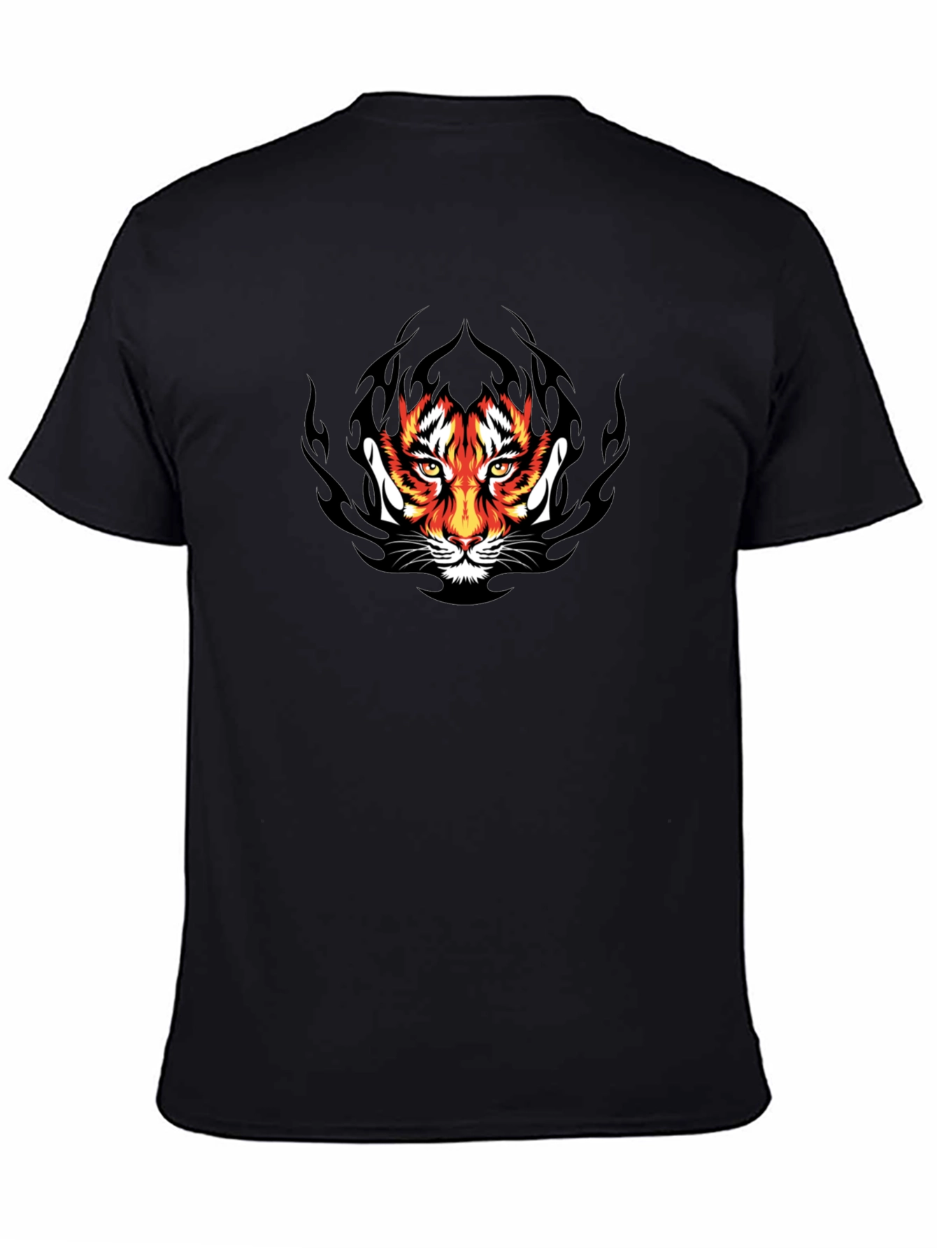 Black Tiger Face Graphic Black T-Shirt view 4