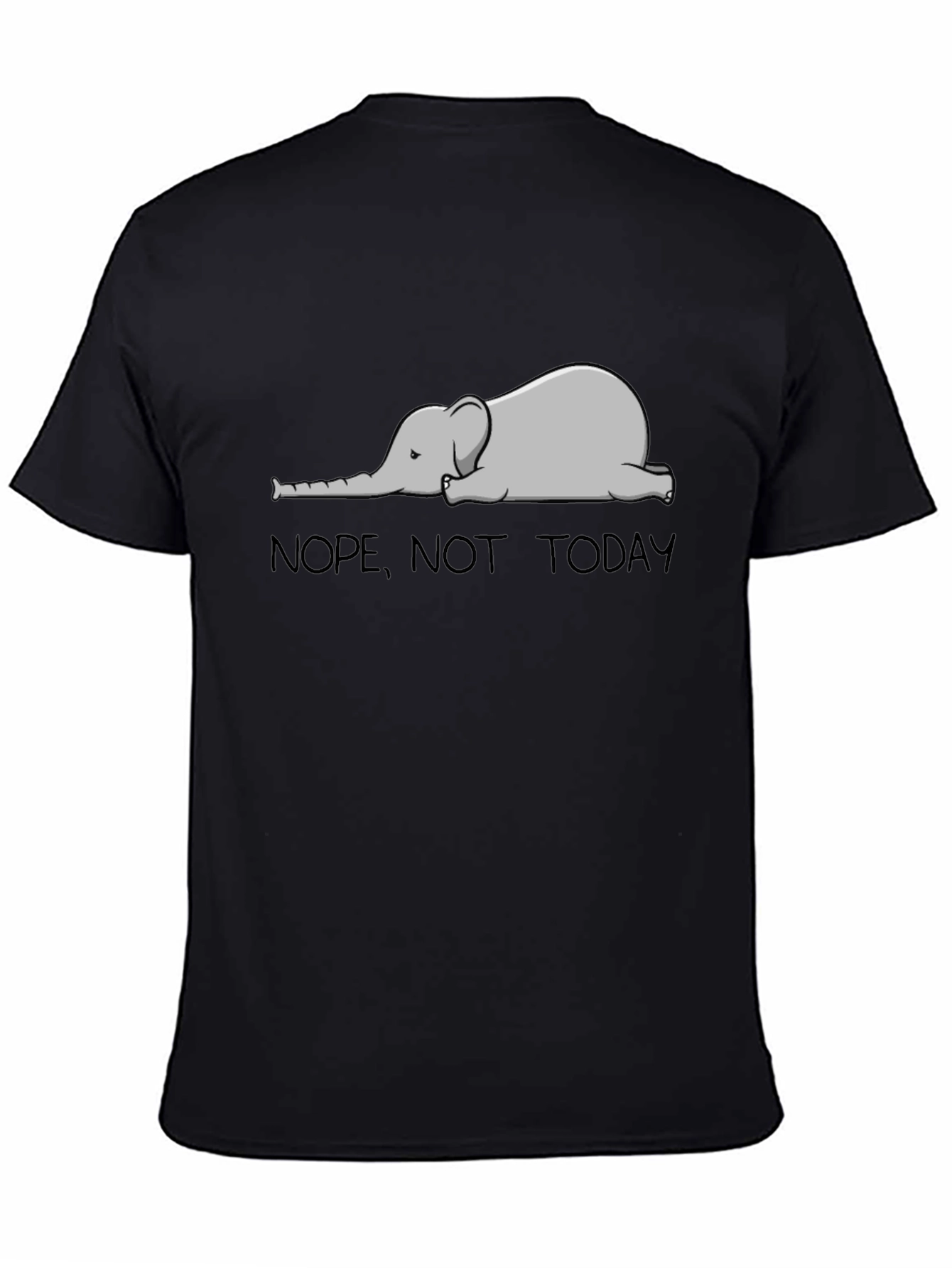 Black Nope Not Today Elephant Graphic T-Shirt view 4
