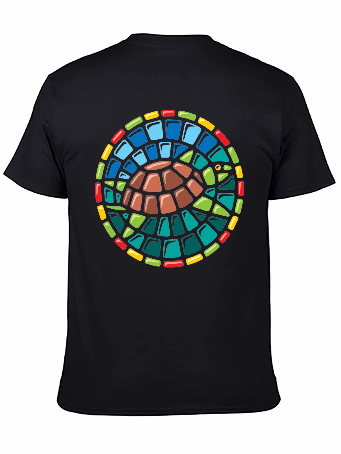 Black Turtle Stained Glass Style Graphic T-Shirt view 4