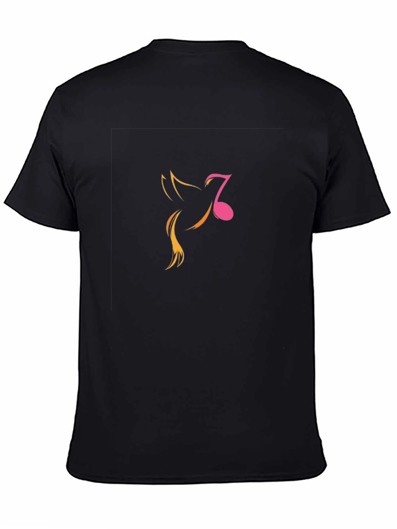 Black Men's Black Graphic Tee - Music Note Bird Design view 4