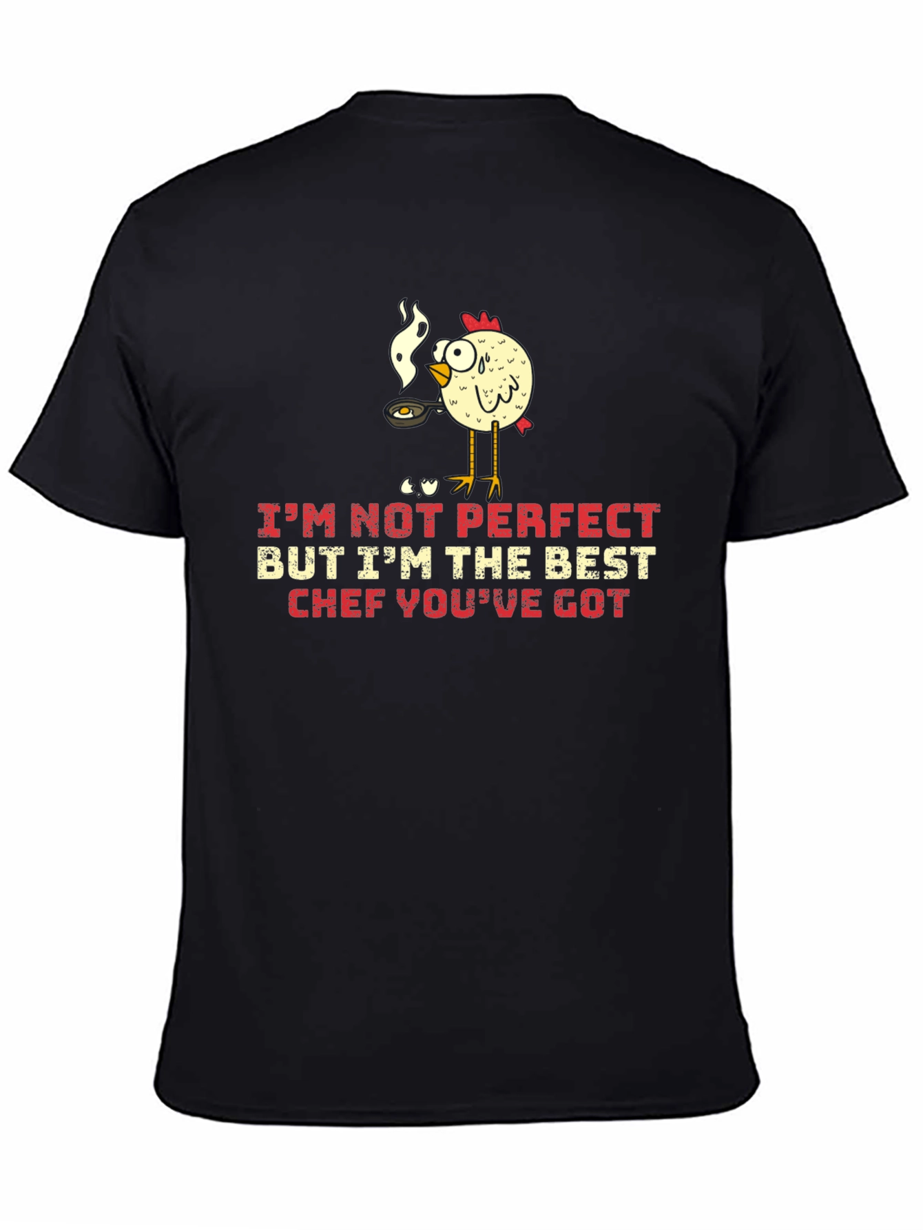 Black Funny Chicken Chef Graphic T-Shirt view 4