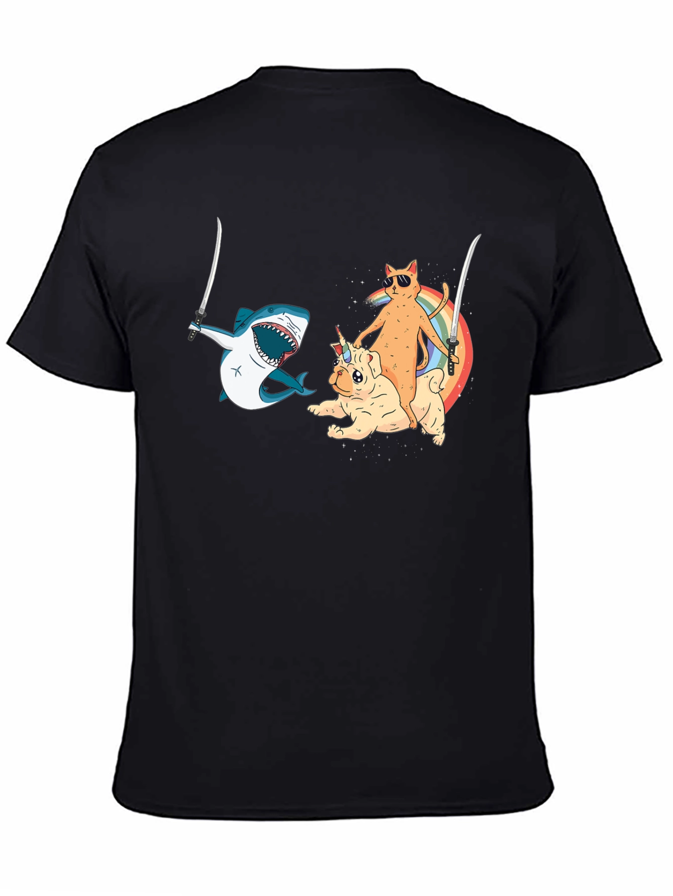 Black Humorous Animal Ninja T-Shirt view 4