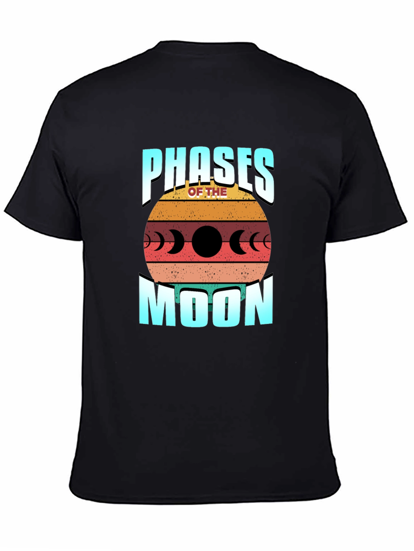 Black Phases of the Moon Graphic Tee - Stylish Celestial Design view 4