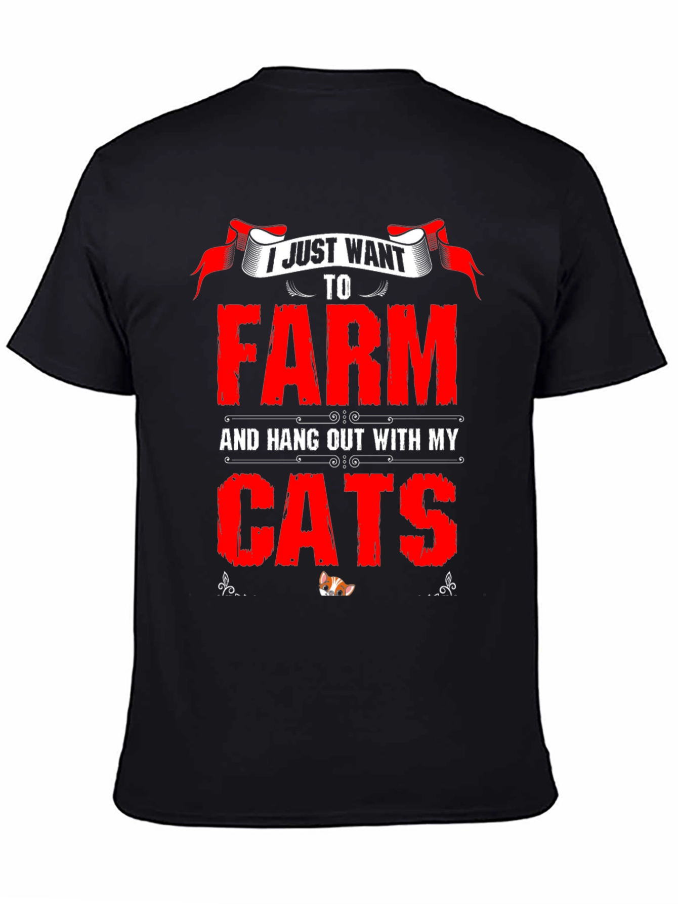 Black Farm & Cats T-Shirt: Funny Farmer Tee view 4