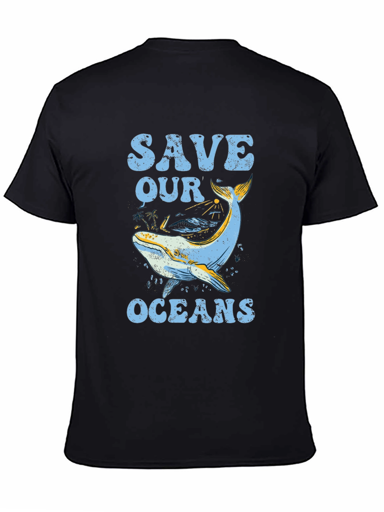 Black Save Our Oceans Graphic Tee - Black Cotton T-Shirt view 4