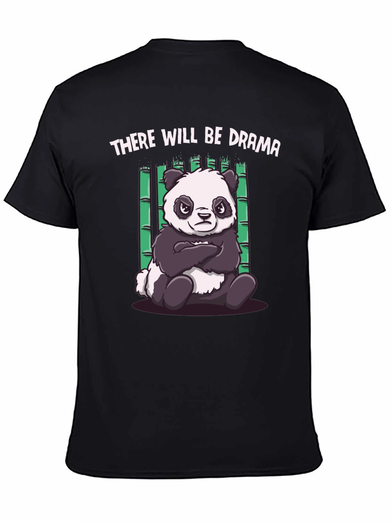 Black Drama Panda Black T-Shirt - Funny Graphic Tee view 4