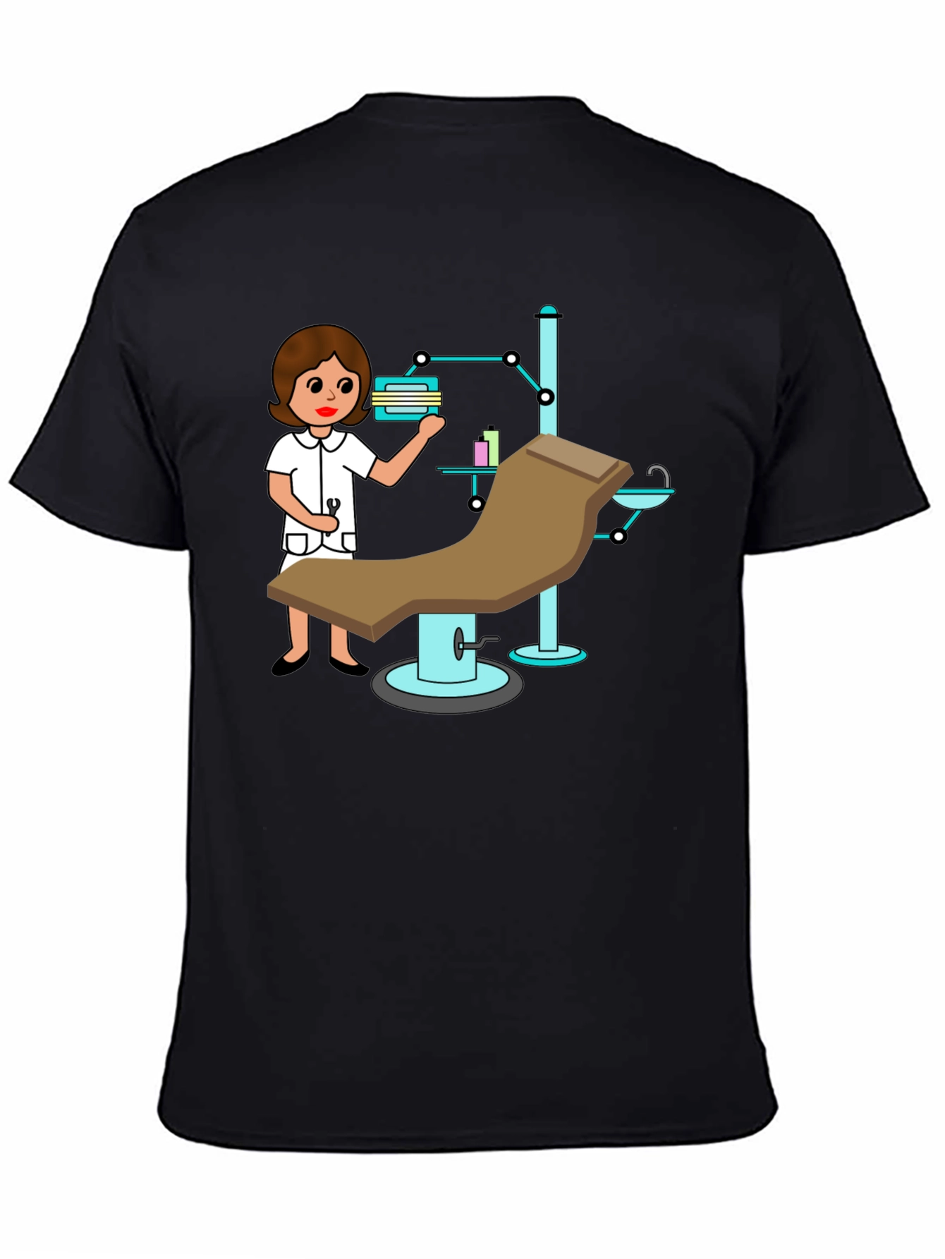 Black Cartoon Dentist Office T-Shirt view 4