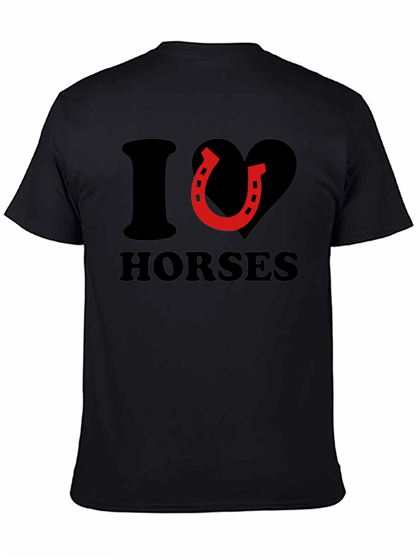 Black I Love Horses T-Shirt view 4