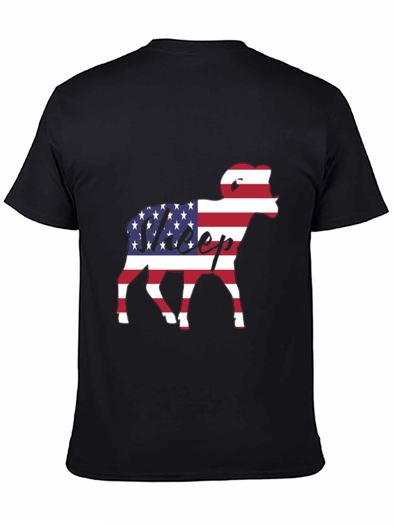 Black Patriotic Sheep T-Shirt - USA Flag Graphic Tee view 4
