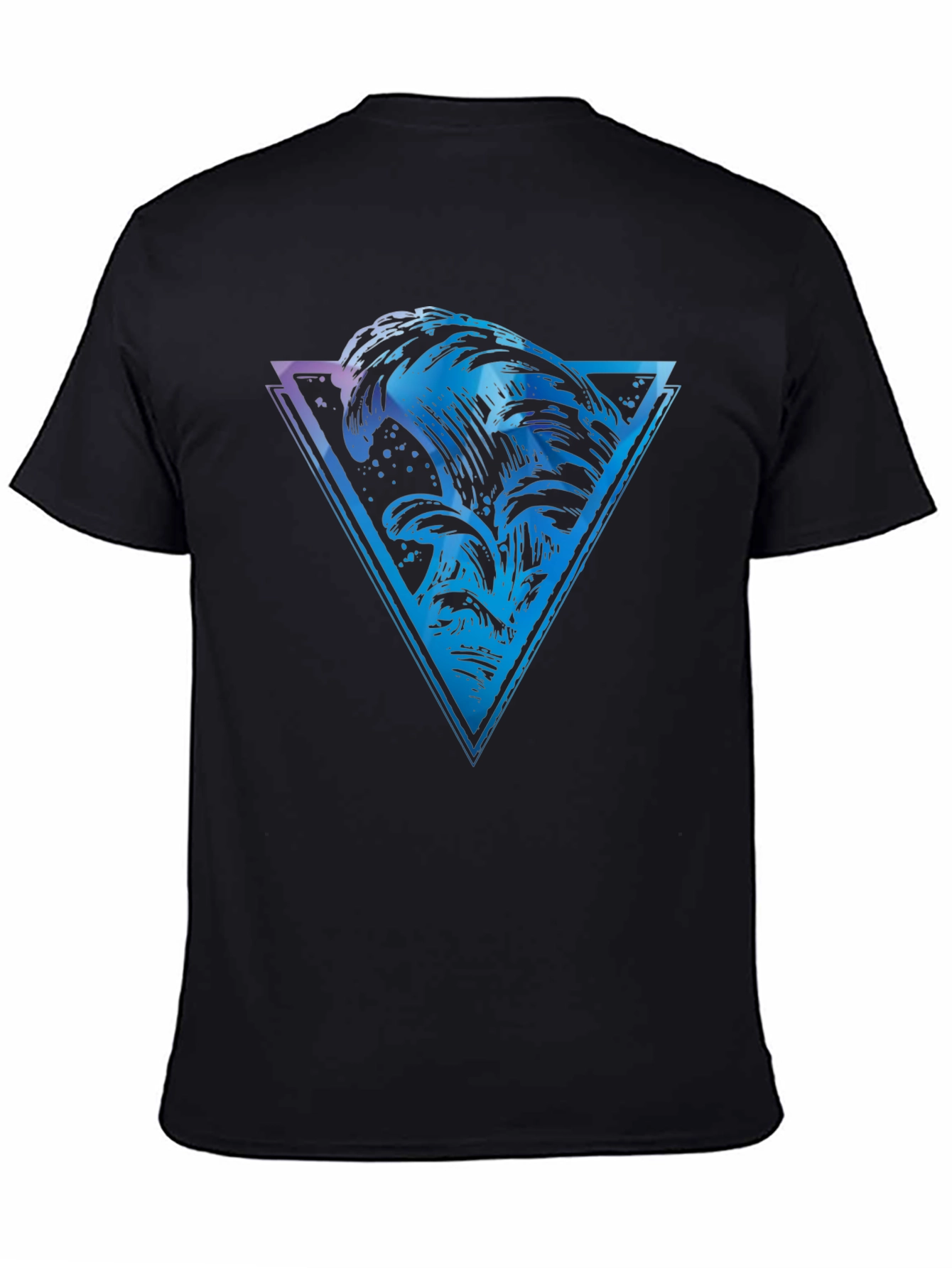 Black Ocean Wave Triangle Graphic Tee - Men's Black T-Shirt view 4