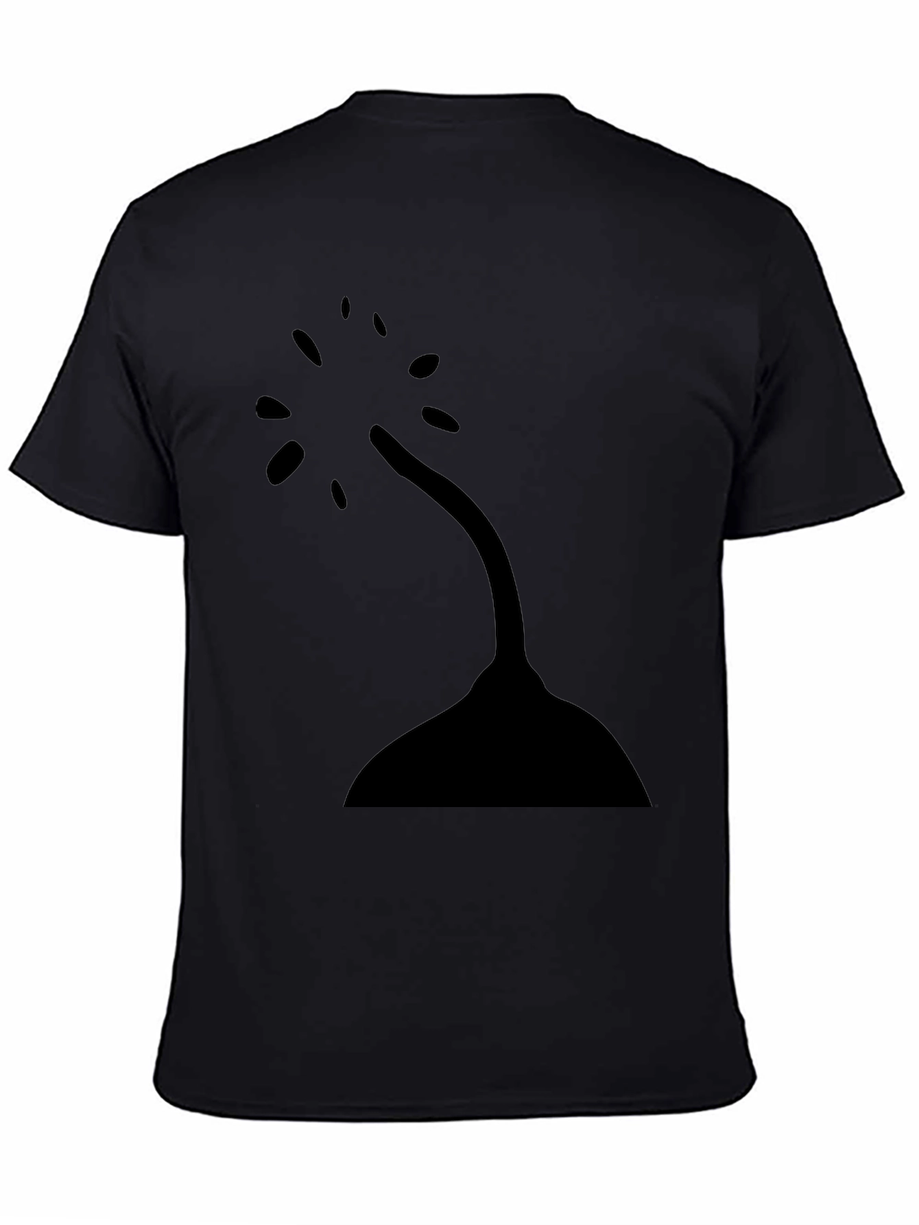 Black Minimalist Tree Design Black T-Shirt view 4