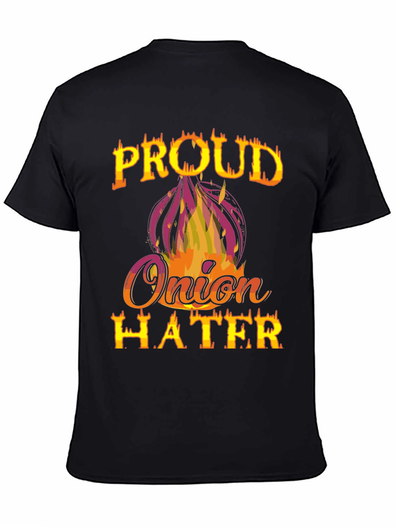 Black Proud Onion Hater T-Shirt - Funny Graphic Tee view 4