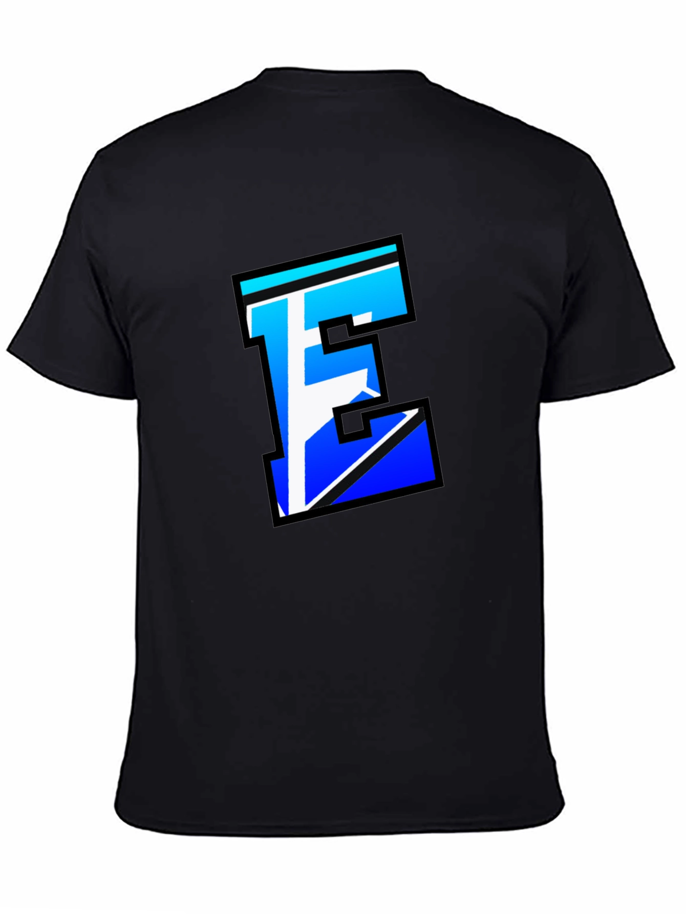 Black Stylish Letter E Graphic Tee - Black Cotton Blend view 4