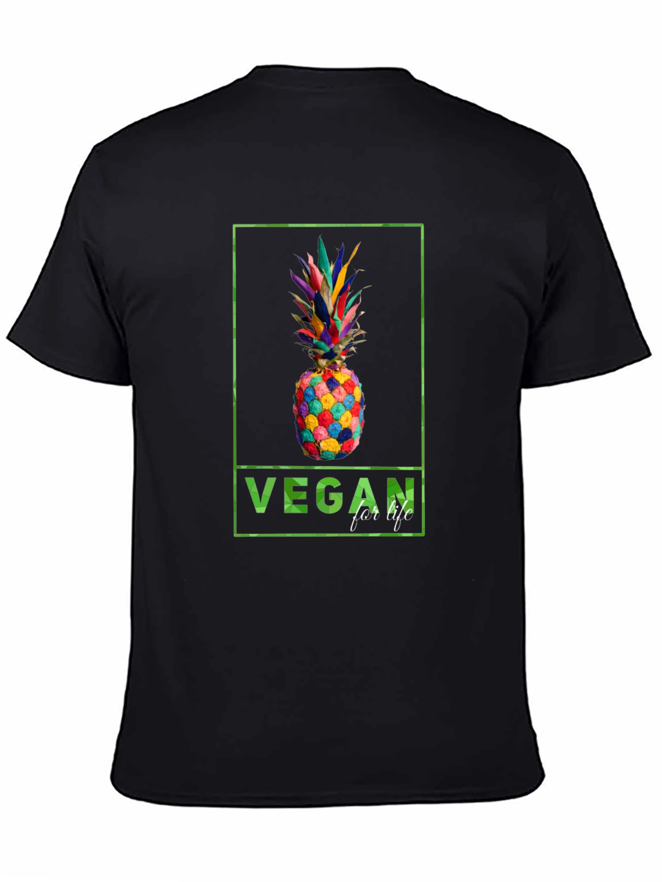 Black Vegan for Life Colorful Pineapple Graphic Tee view 4