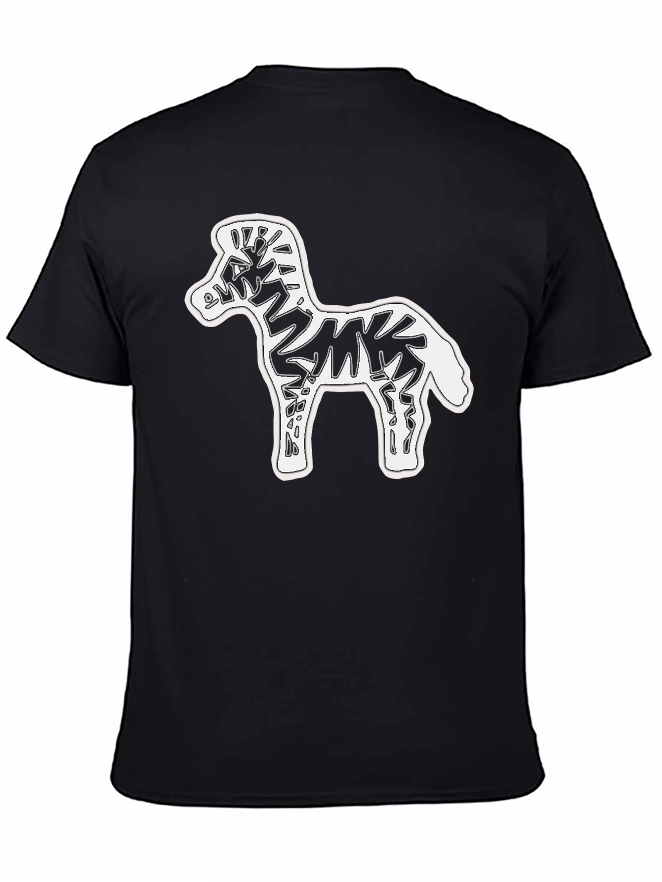 Black Zebra Graphic Print Crew Neck Tee - Black view 4