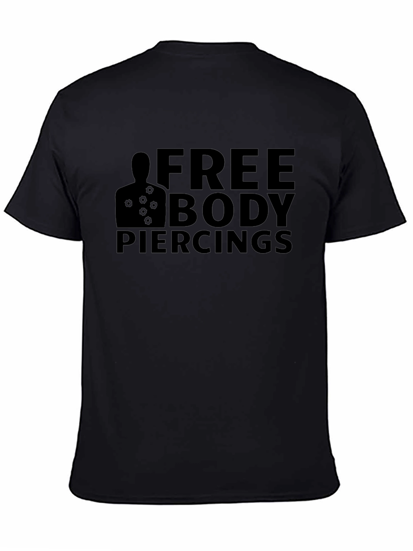 Black Free Body Piercings Graphic T-Shirt view 4