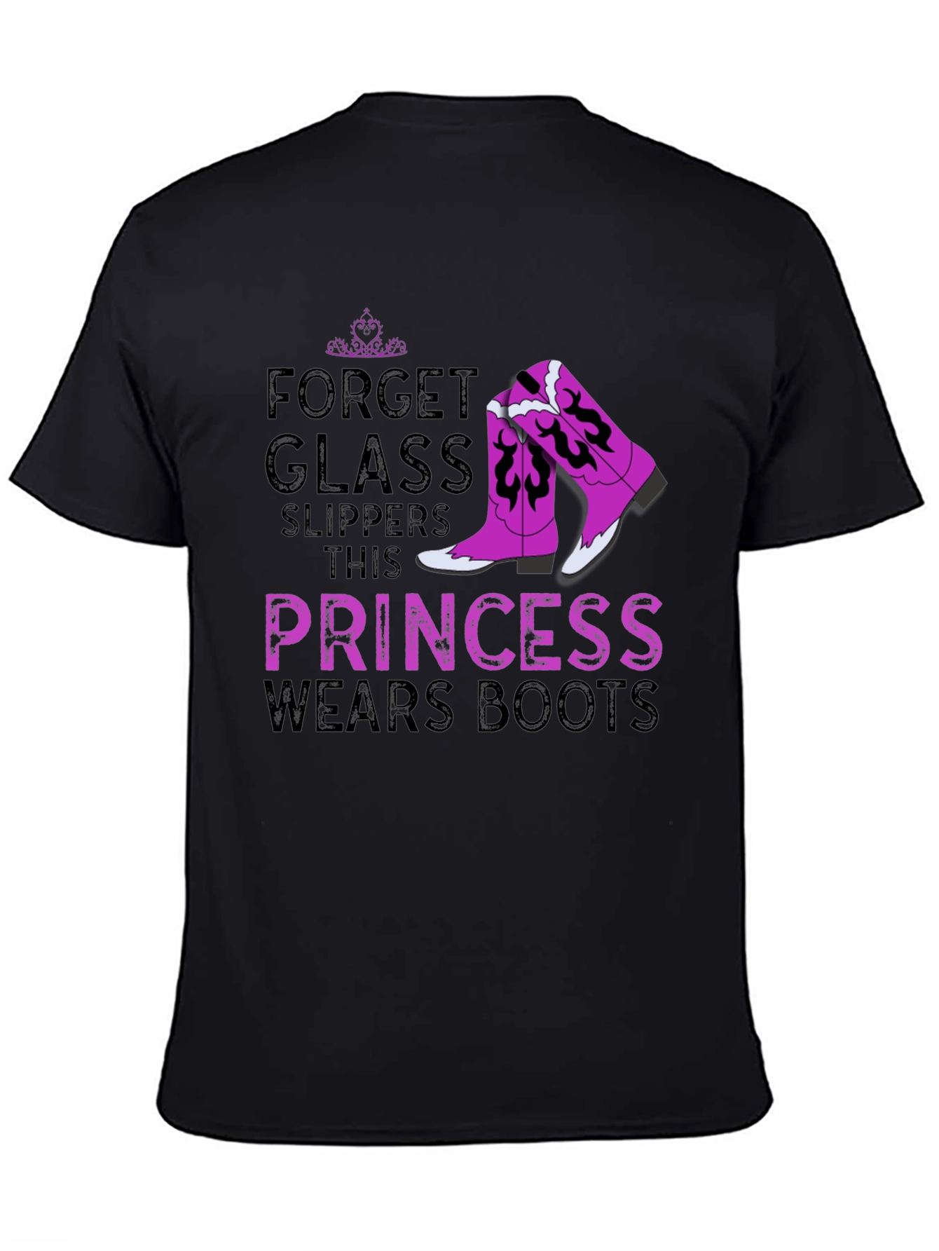 Black Princess Wears Boots Graphic T-Shirt view 4