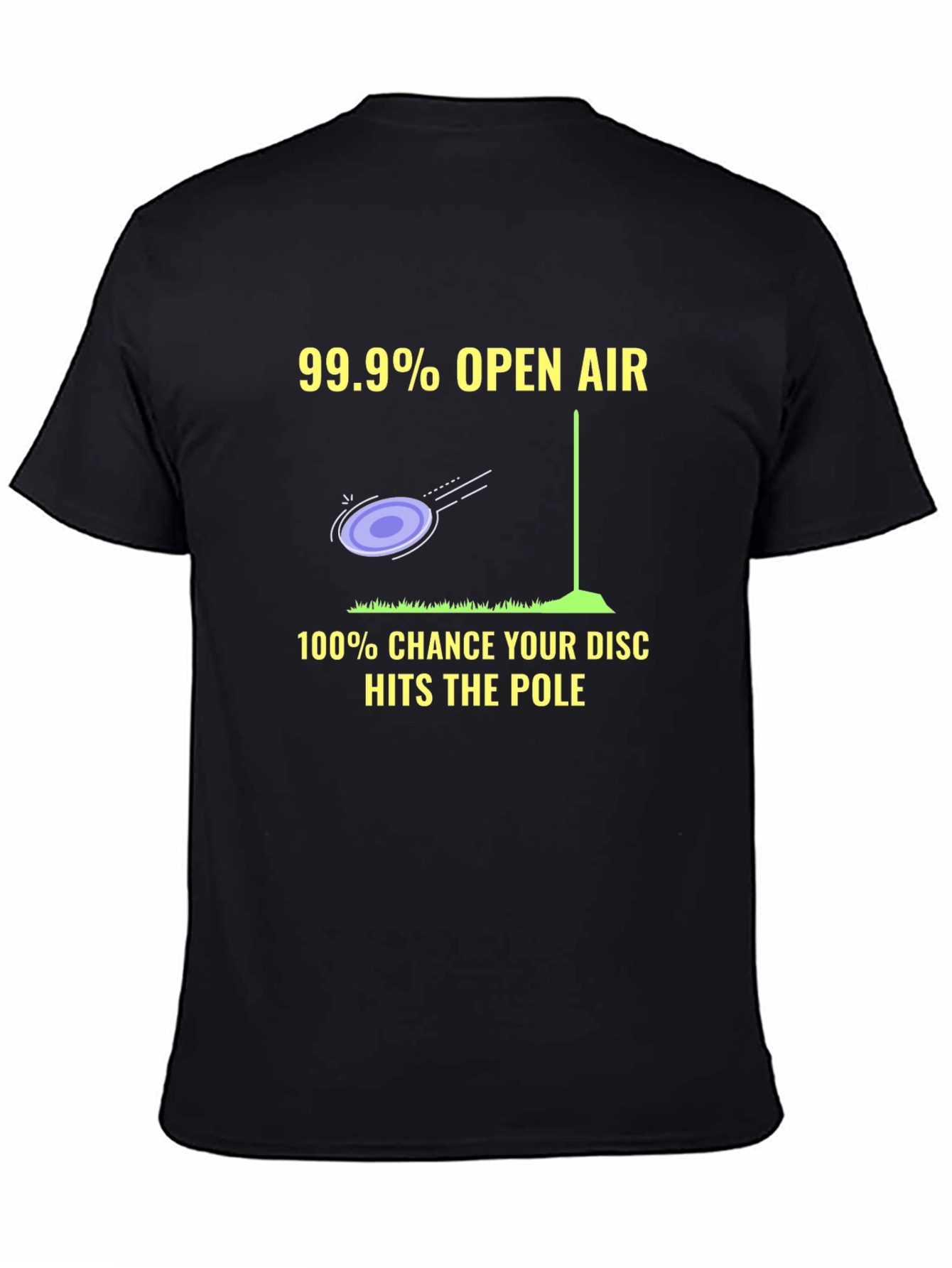 Black Funny Disc Golf T-Shirt: Open Air & Pole Hits! view 4
